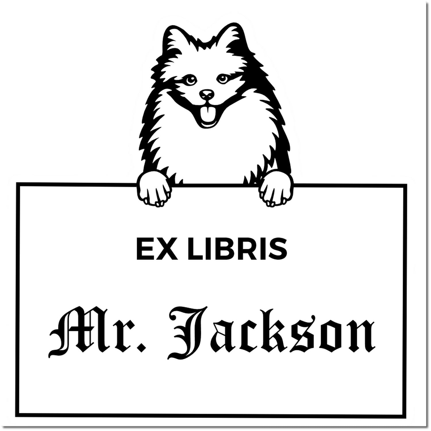 American Eskimo Custom Dog Ex Libris Label Stamp - Engineer Seal Stamps