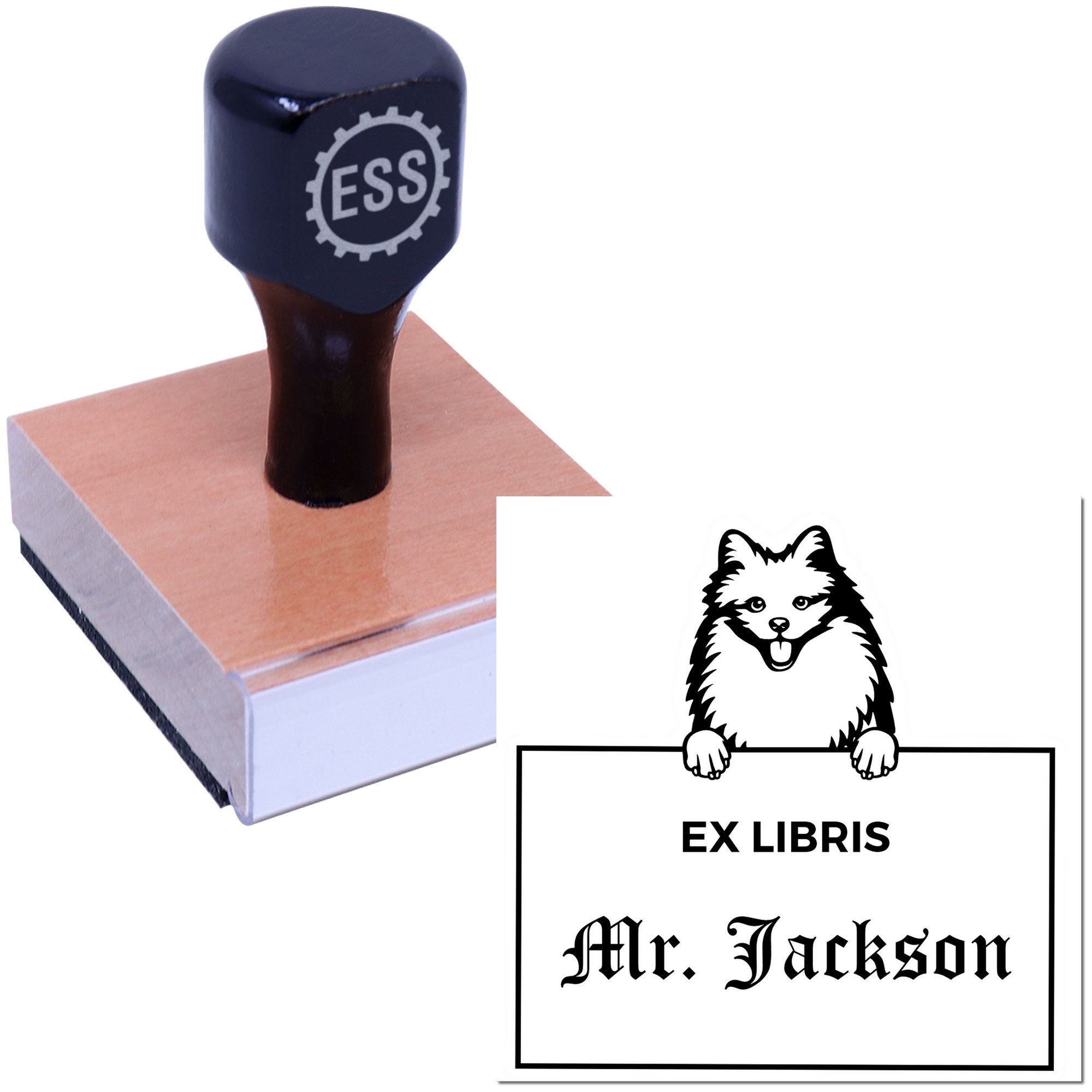 American Eskimo Personalized Dog Themed Ex Libris Stamp - Engineer Seal Stamps