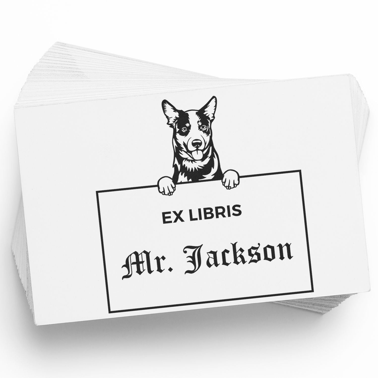 Australian Cattle Personalized Dog Themed Ex Libris Book Stamp - Engineer Seal Stamps