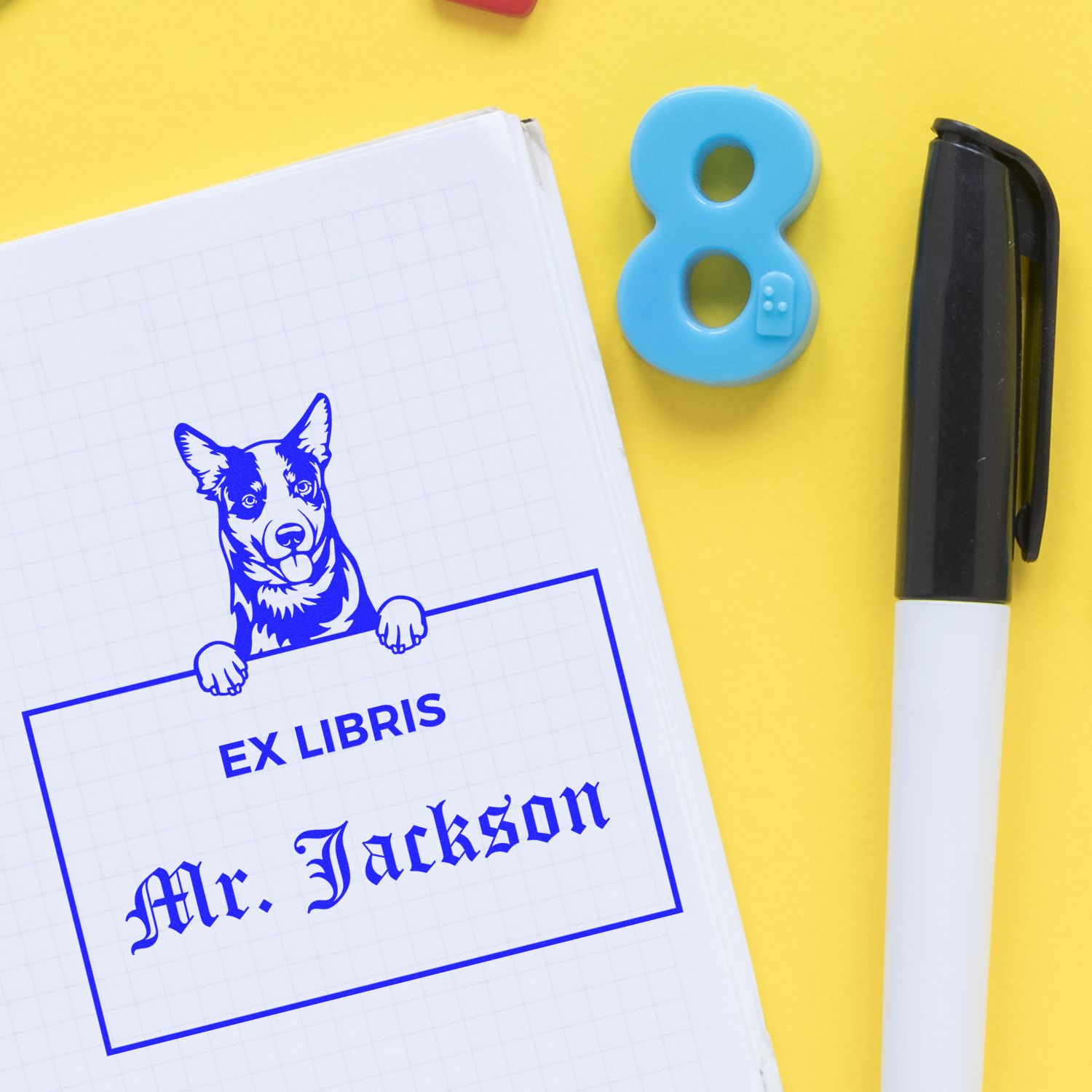 Custom-Made Ex Libris Library Book Stamp with Australian Cattle - Engineer Seal Stamps