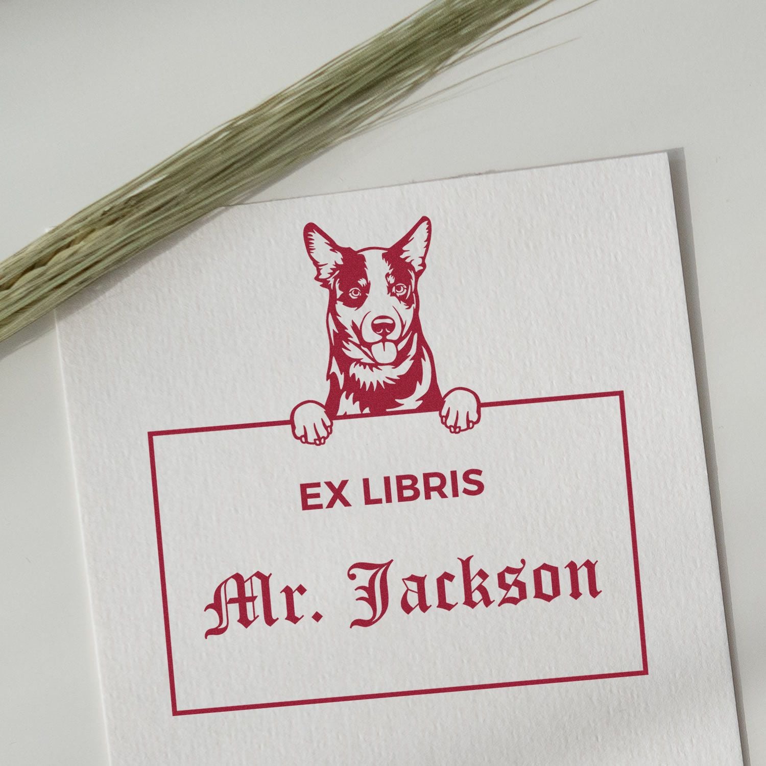 Australian Cattle Custom Dog Ex Libris Book Ownership Stamp - Engineer Seal Stamps