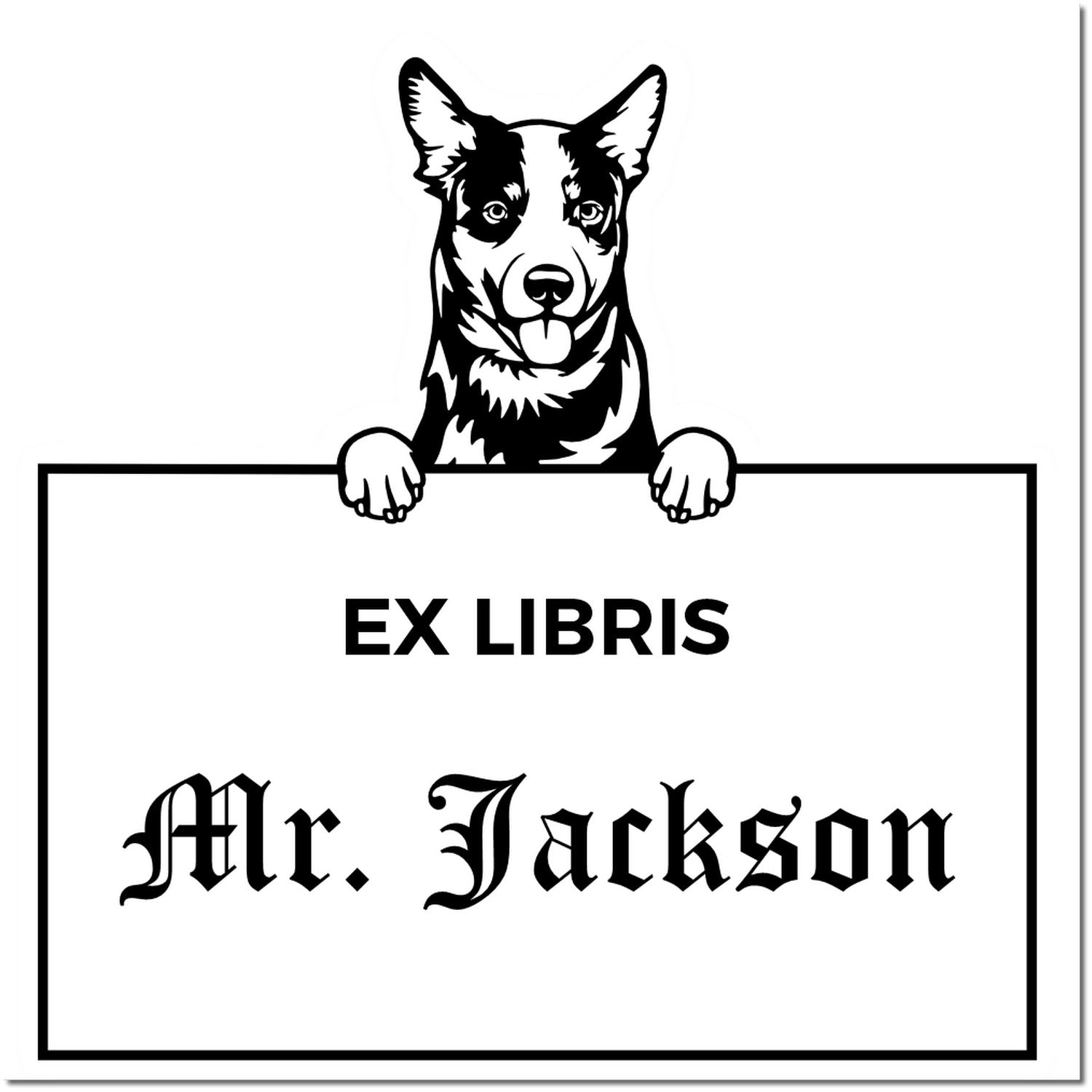 Australian Cattle Custom Dog Ex Libris Book Ownership Stamp - Engineer Seal Stamps