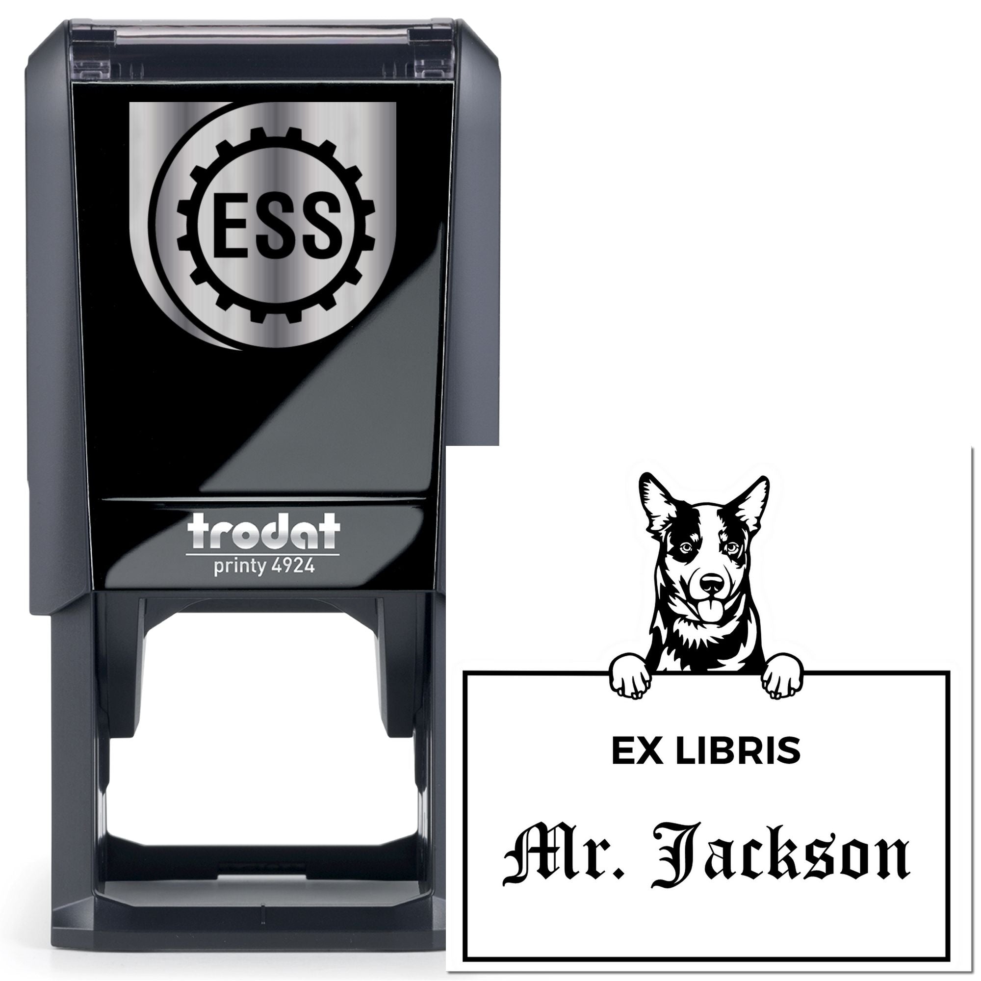 Australian Cattle Custom Dog Ex Libris Book Ownership Stamp - Engineer Seal Stamps