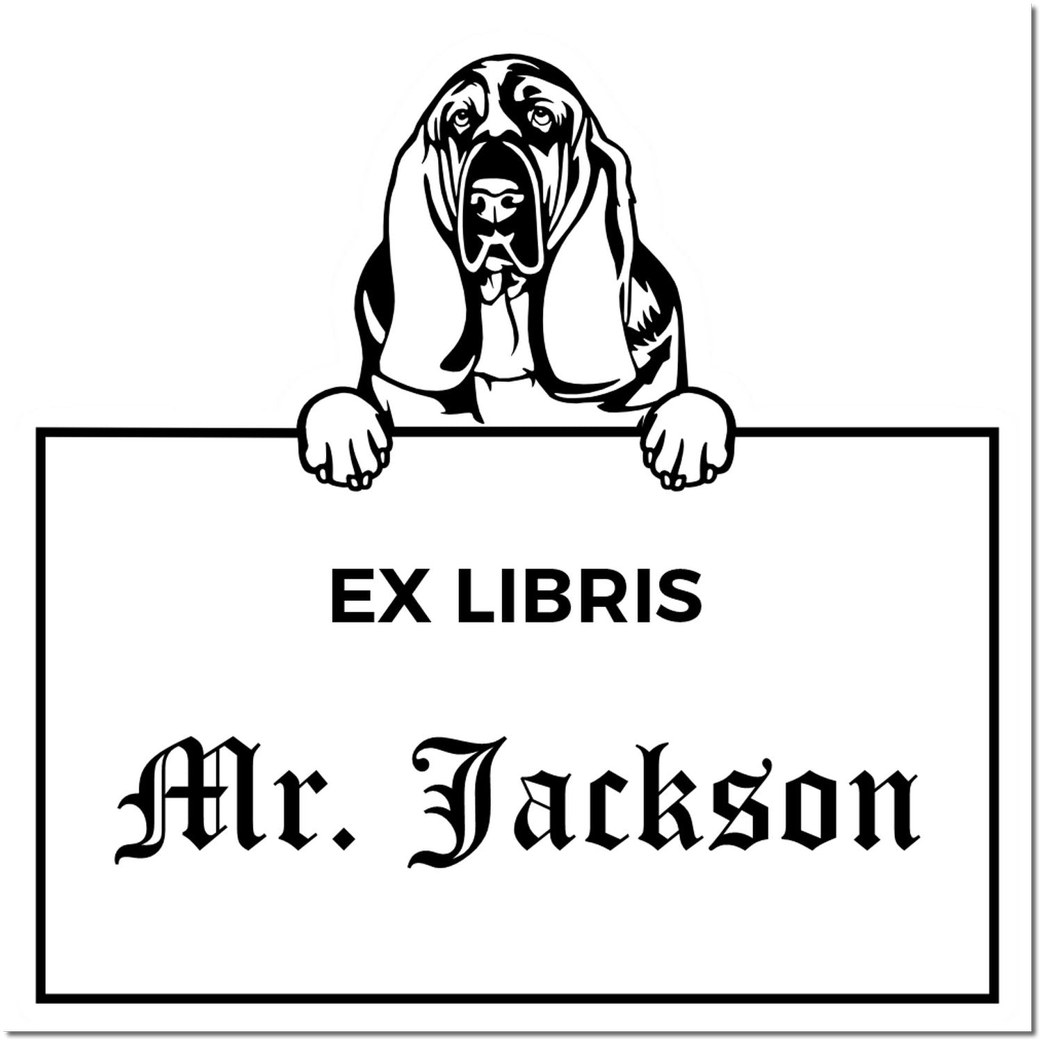 Basset Hound Personalized Dog Themed Ex Libris Library Stamp - Engineer Seal Stamps