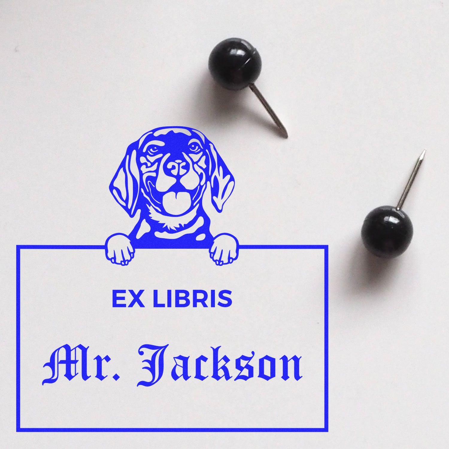 Beagle Personalized Dog Themed Ex Libris Design Stamp - Engineer Seal Stamps