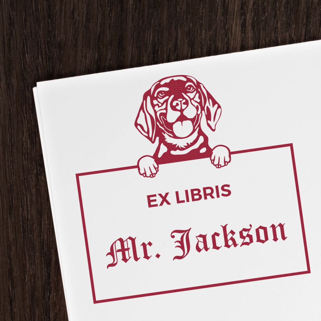 Beagle Personalized Dog Themed Ex Libris Design Stamp - Engineer Seal Stamps