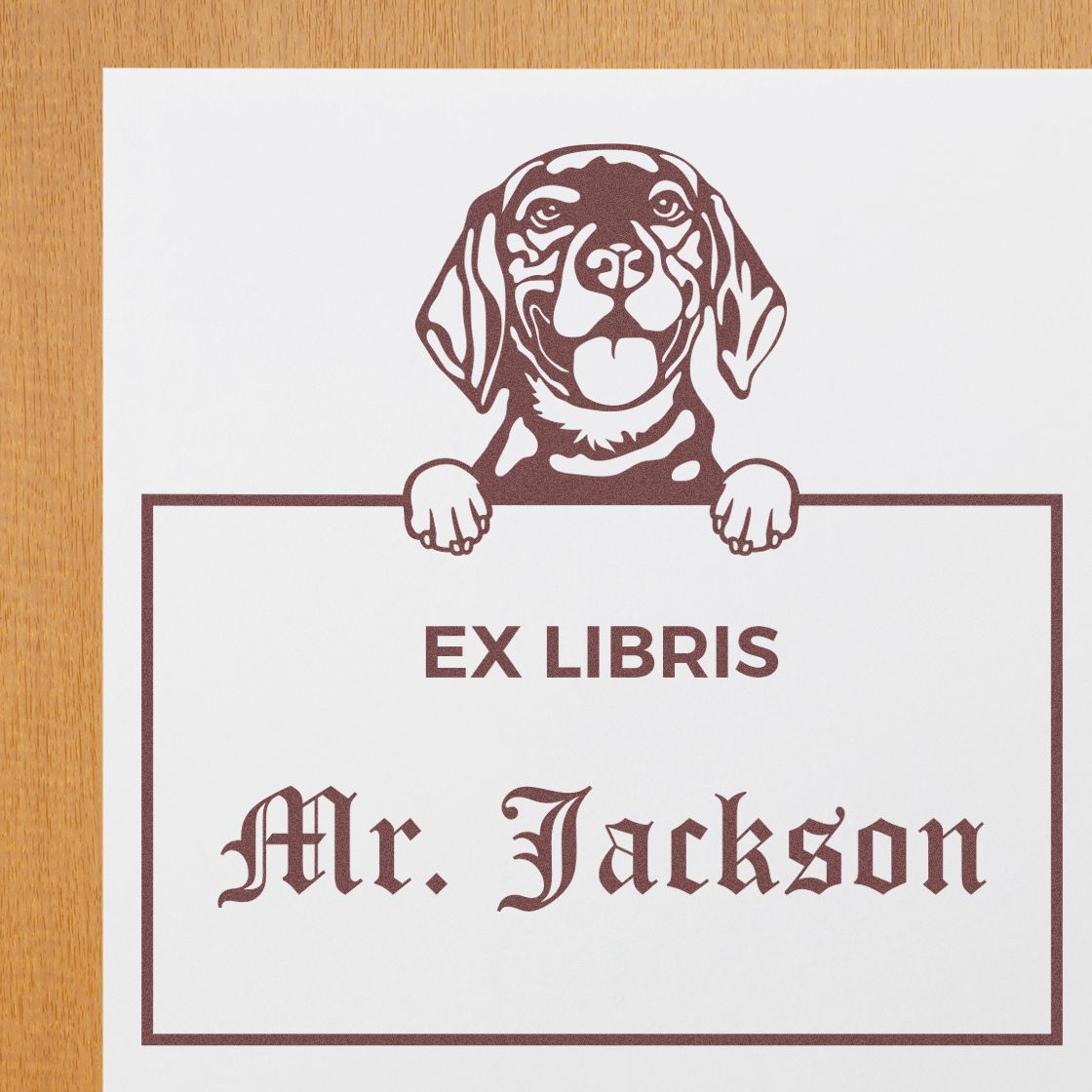 Beagle Custom Puppy Dog Ex Libris Stamp - Engineer Seal Stamps
