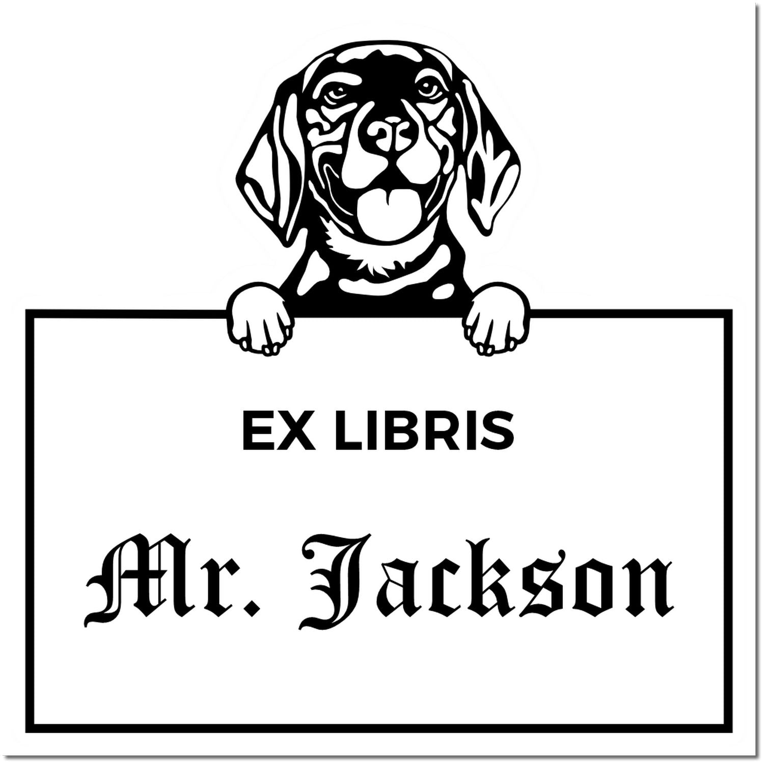 Beagle Personalized Dog Themed Ex Libris Design Stamp - Engineer Seal Stamps