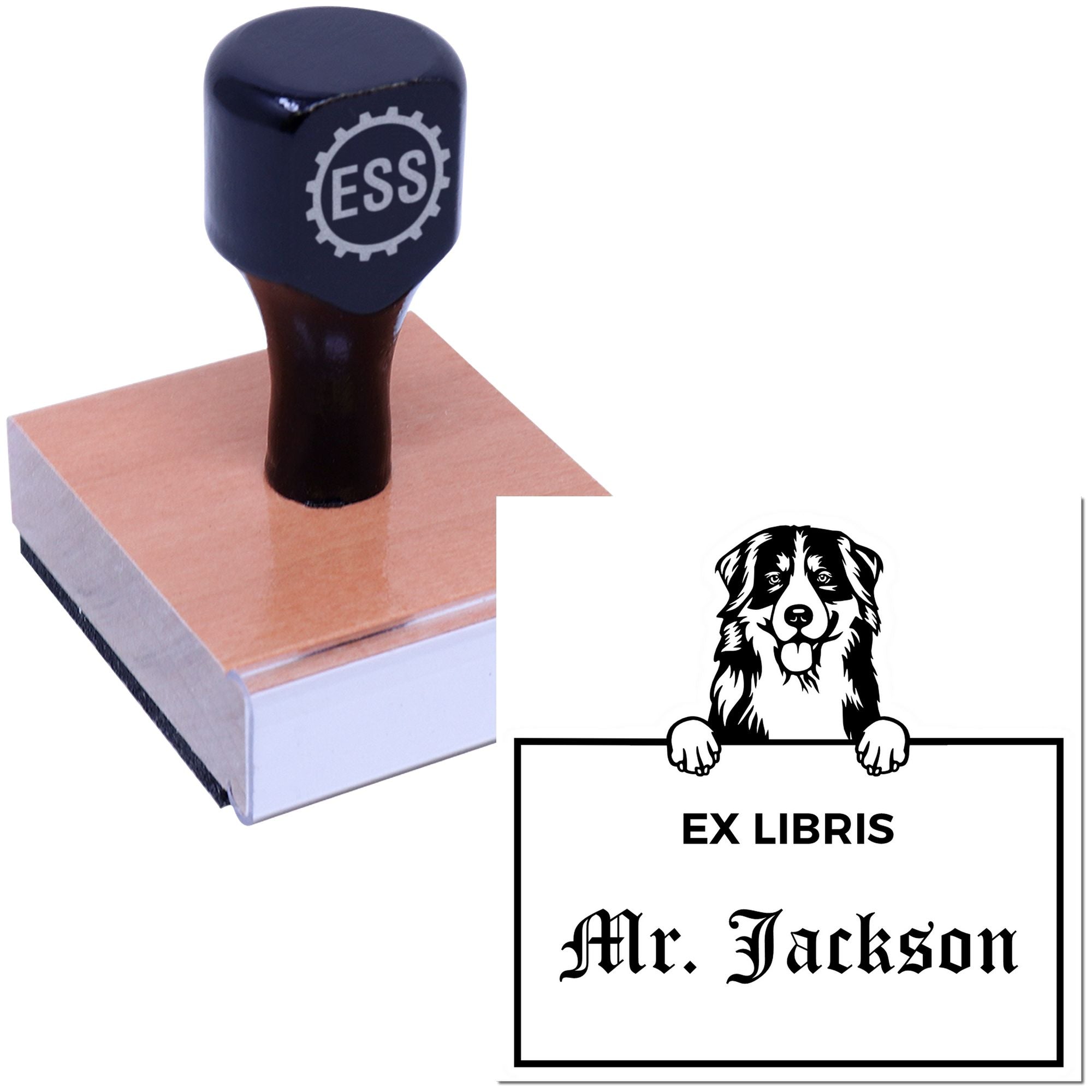 Bernese Mountain Personalized Dog Themed Ex Libris Book Ownership Stamp - Engineer Seal Stamps