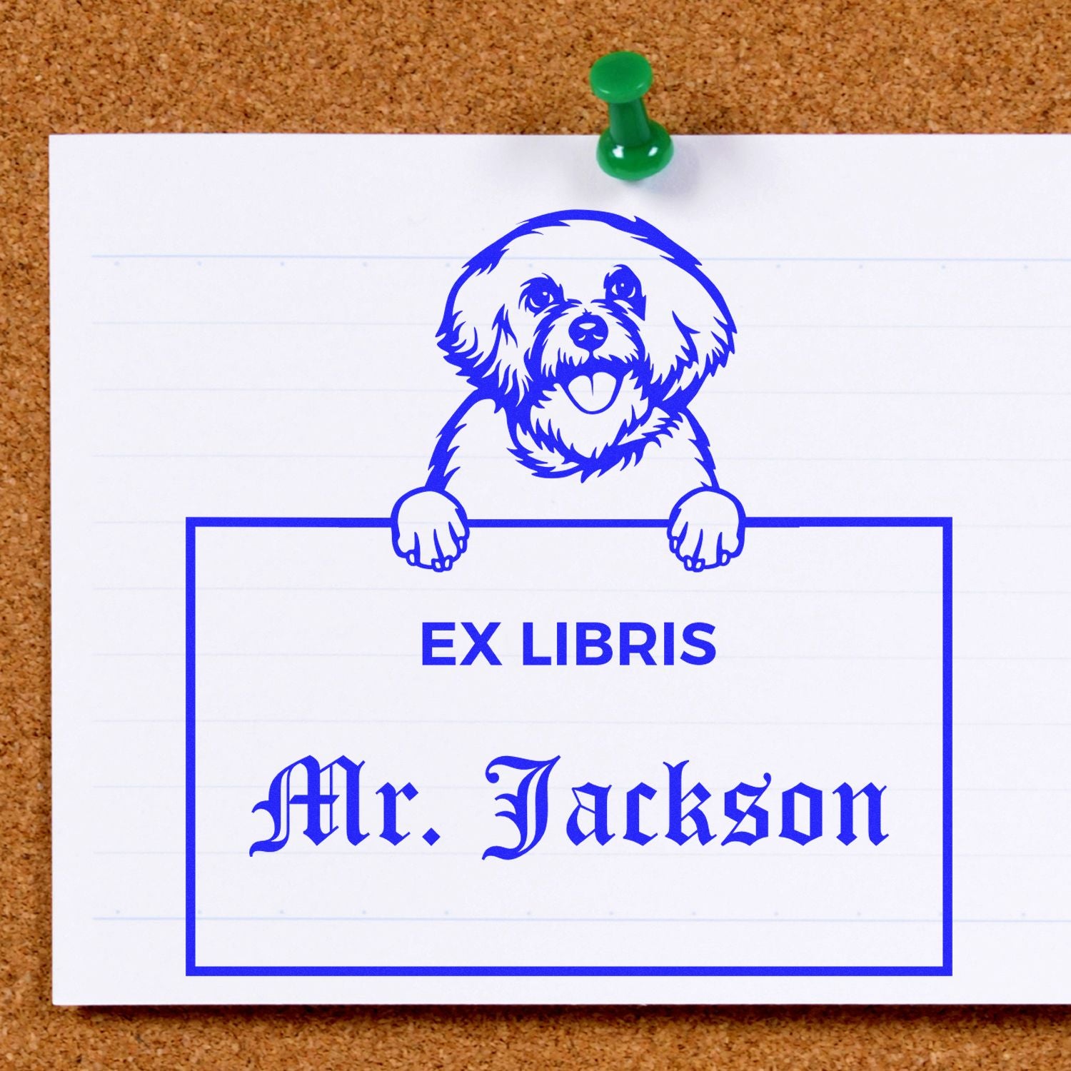 Bichon Frise Personalized Dog Themed Book Ex Libris Stamp - Engineer Seal Stamps