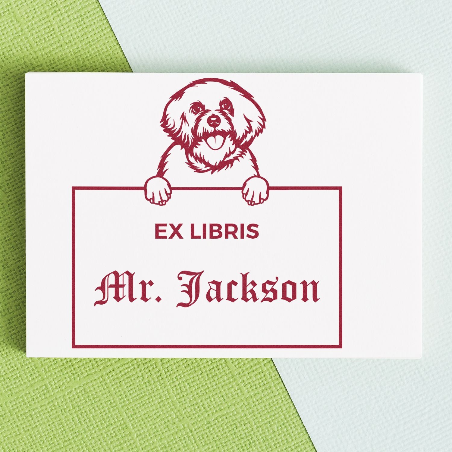 Bichon Frise Personalized Dog Themed Book Ex Libris Stamp - Engineer Seal Stamps