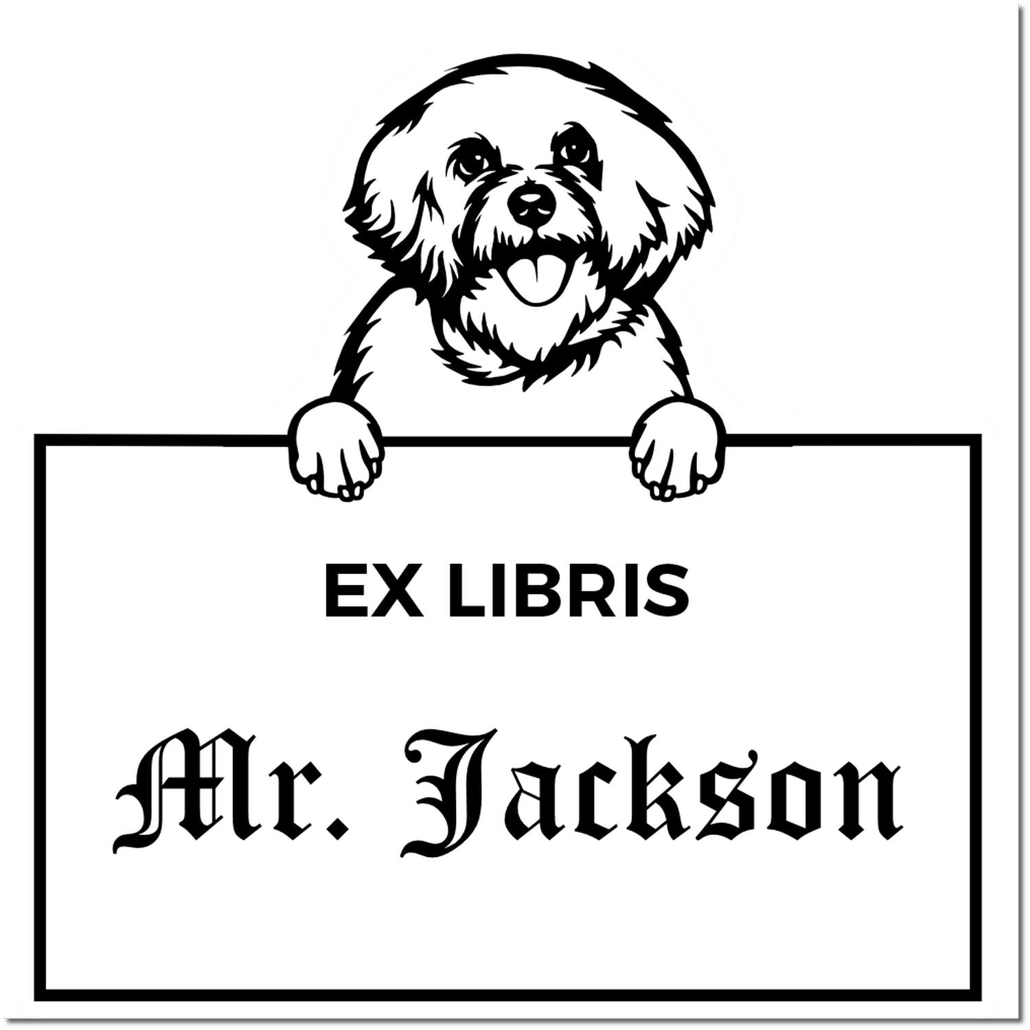Bichon Frise Custom Puppy Dog Ex Libris Library Stamp - Engineer Seal Stamps