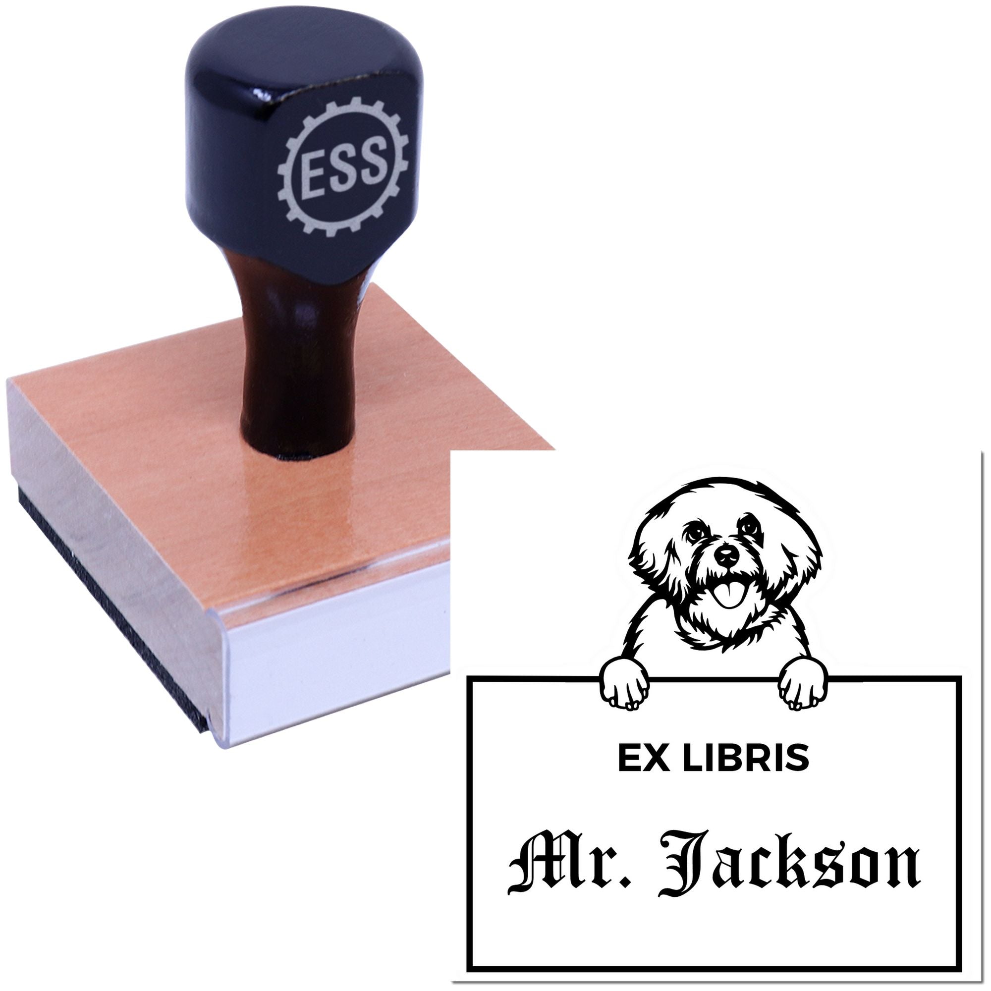 Bichon Frise Personalized Dog Themed Book Ex Libris Stamp - Engineer Seal Stamps