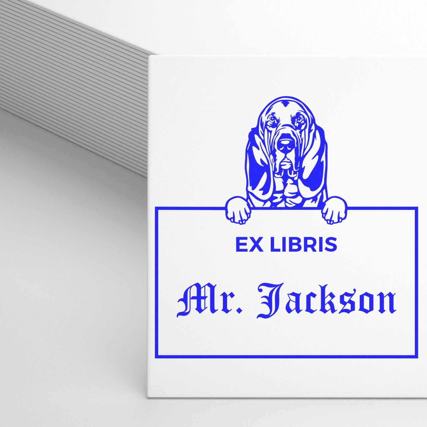 Bloodhound Custom Puppy Dog Ex Libris Design Stamp - Engineer Seal Stamps