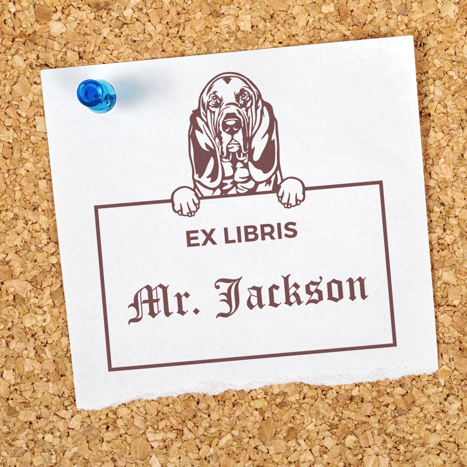 Bloodhound Custom Puppy Dog Ex Libris Design Stamp - Engineer Seal Stamps