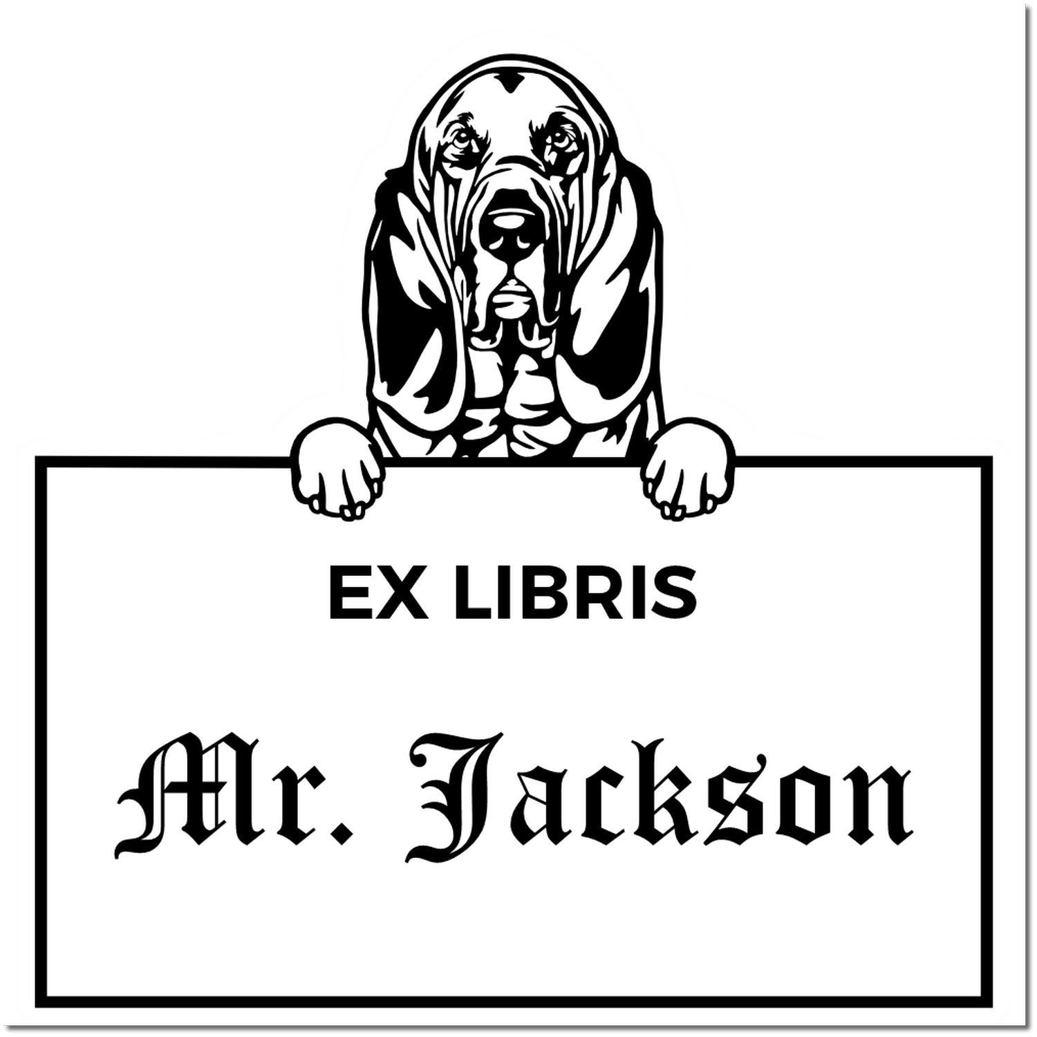 Bloodhound Custom Puppy Dog Ex Libris Design Stamp - Engineer Seal Stamps