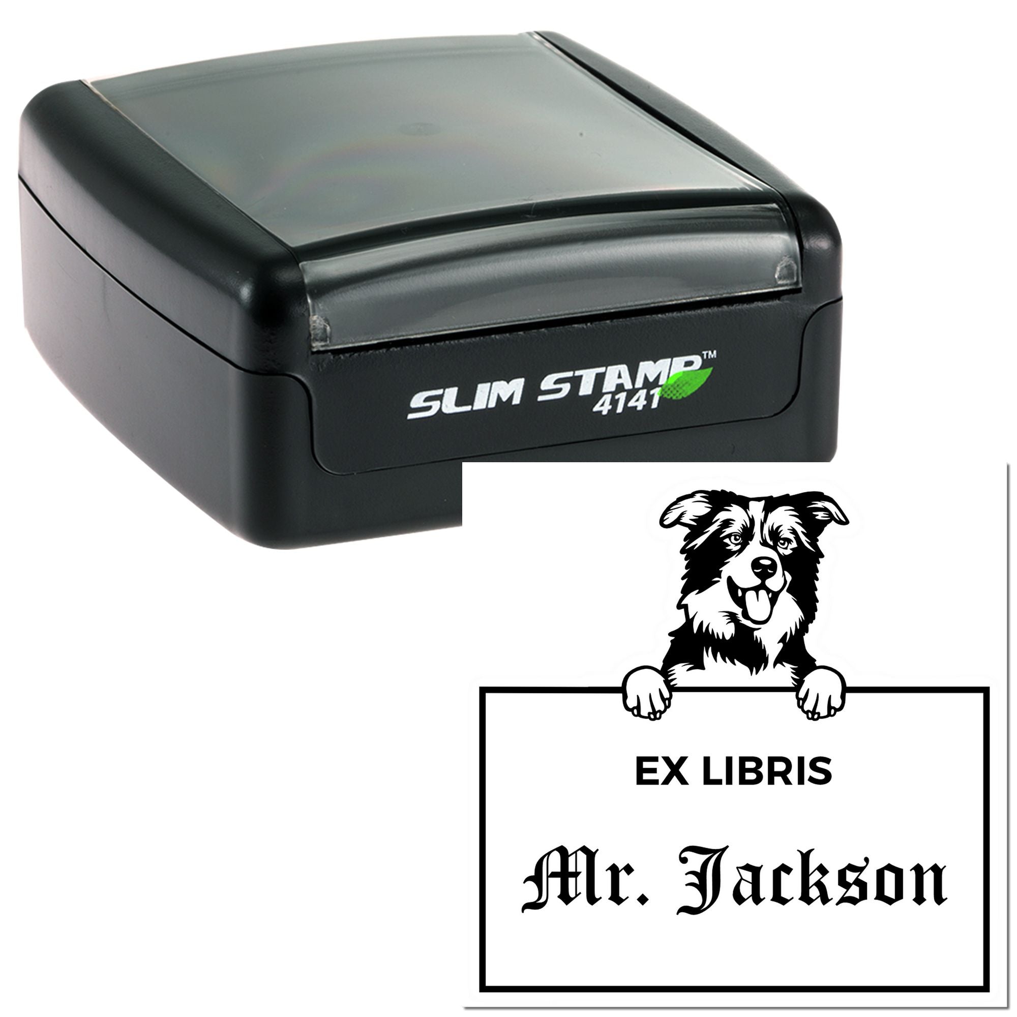 Border Collies Custom Ex Libris Classroom Stamper - Engineer Seal Stamps