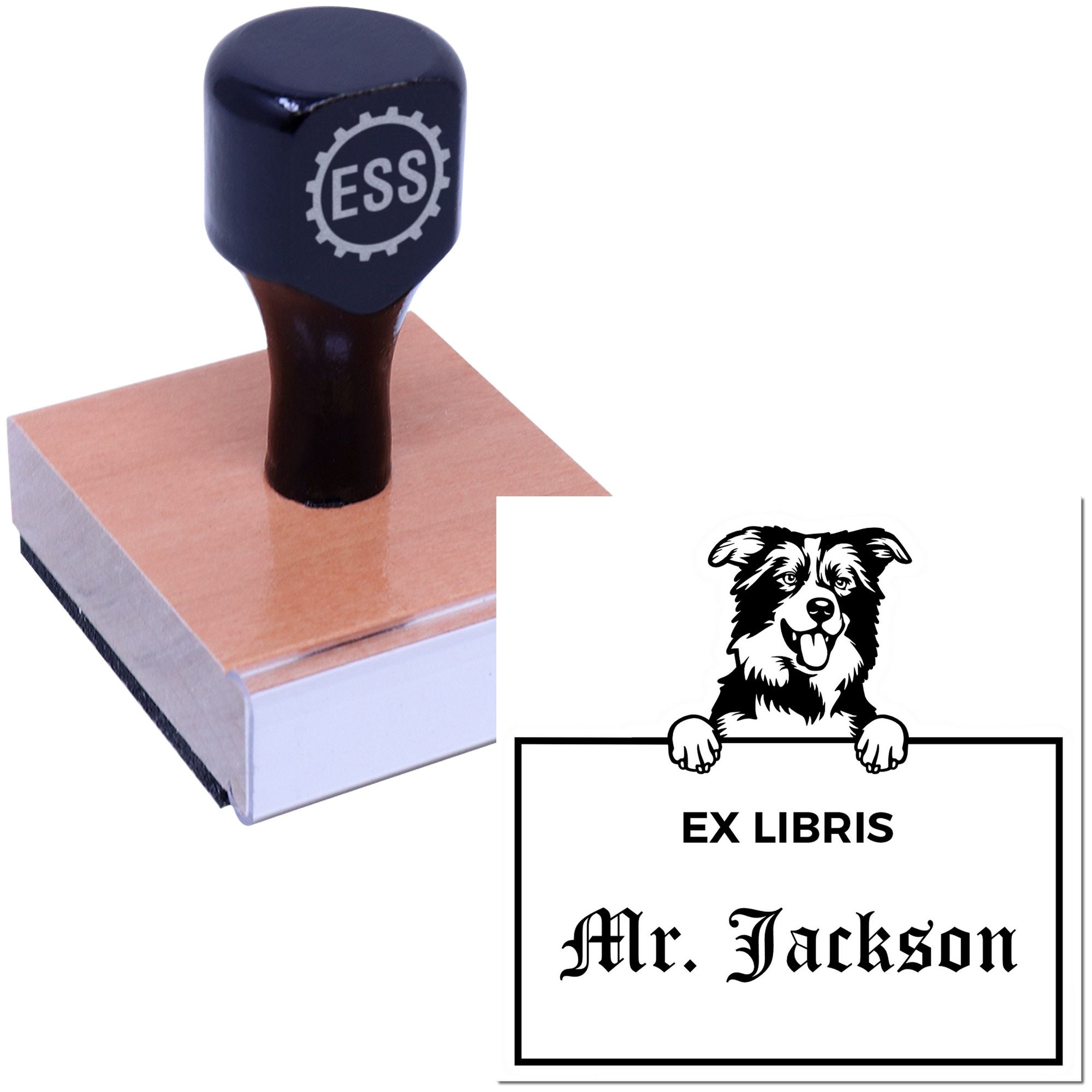 Border Collies Personalized Puppy Themed Ex Libris Stamp