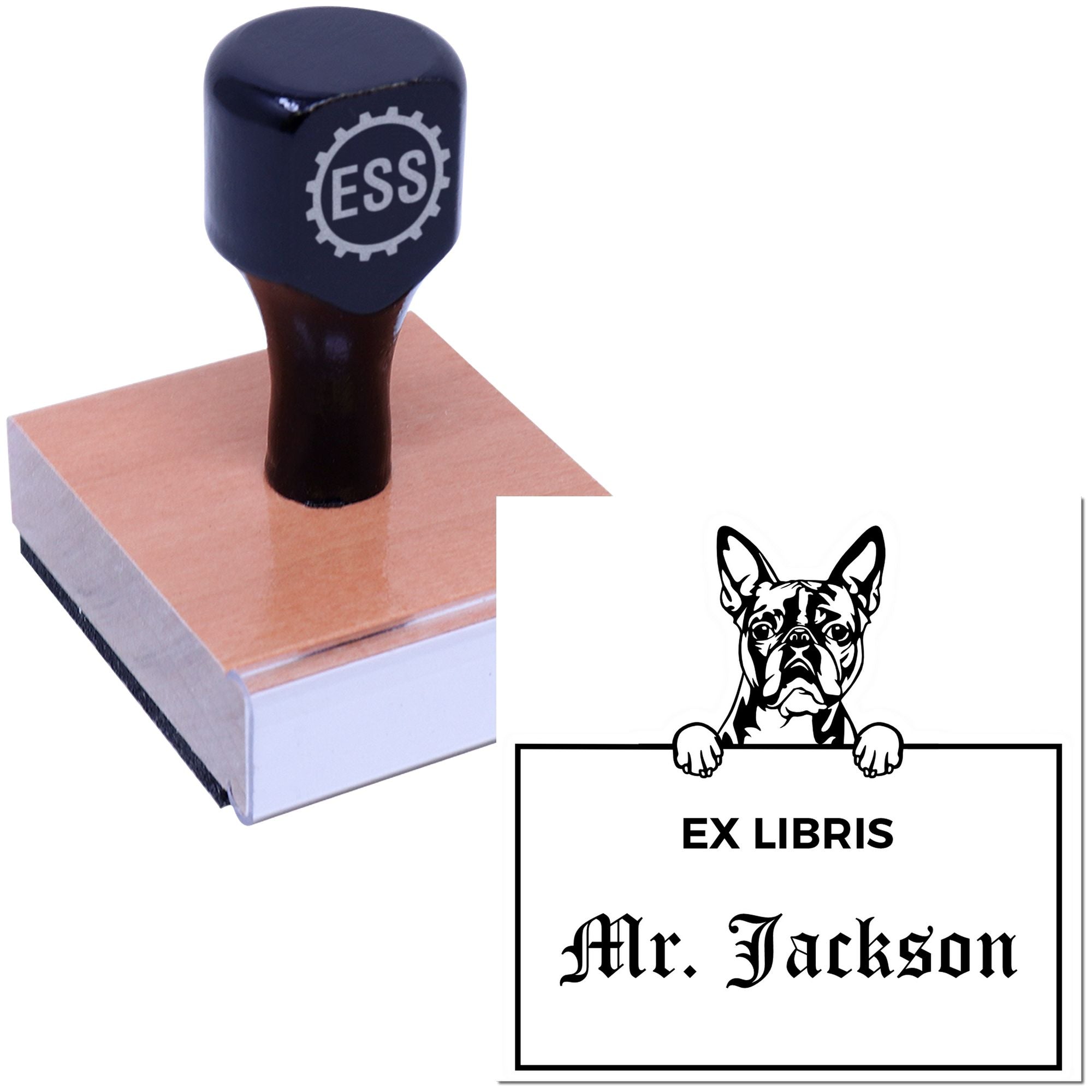 Boston Terrier Personalized Puppy Themed Ex Libris Book Stamp