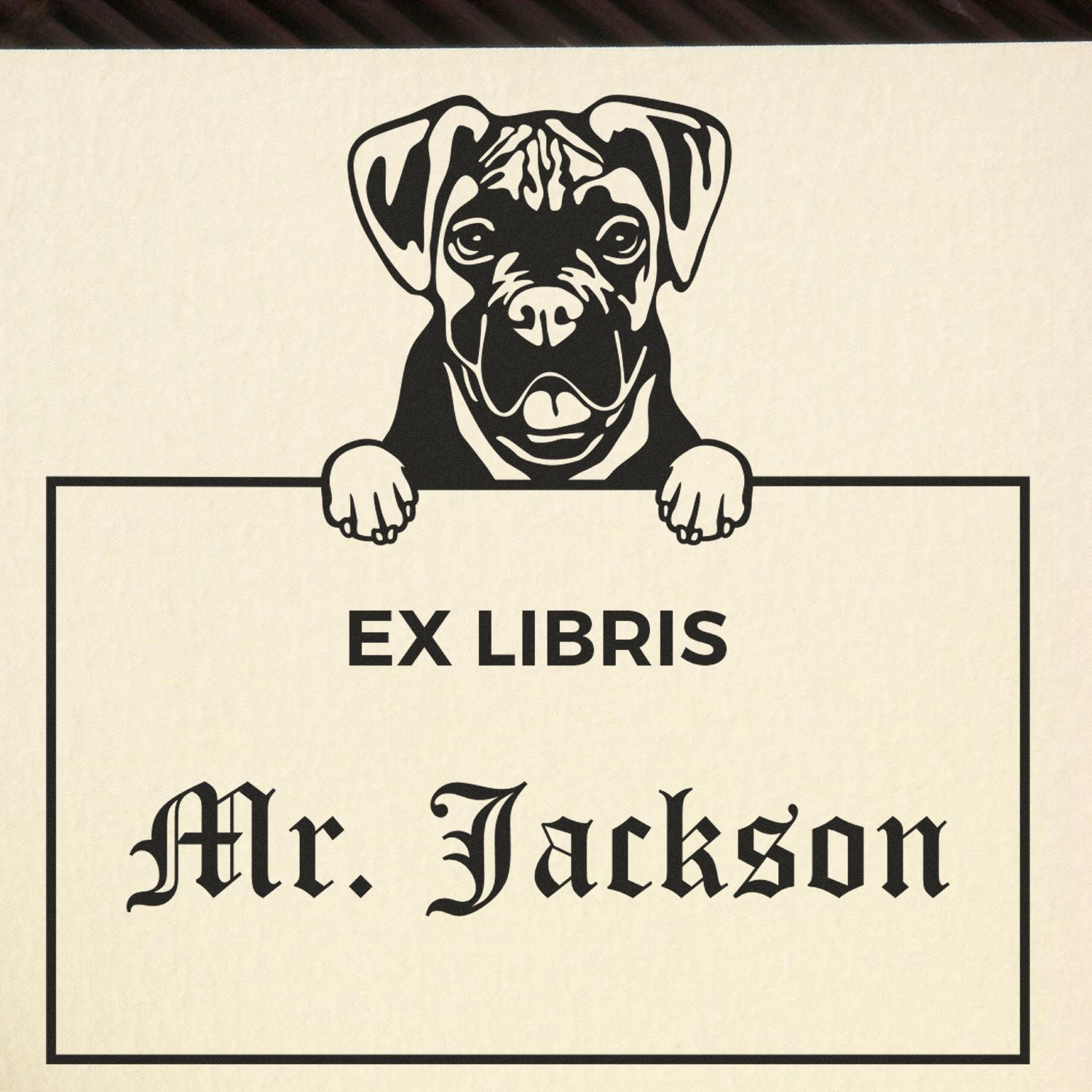 Made-to-Order Ex Libris Book Stamp with Boxer - Engineer Seal Stamps