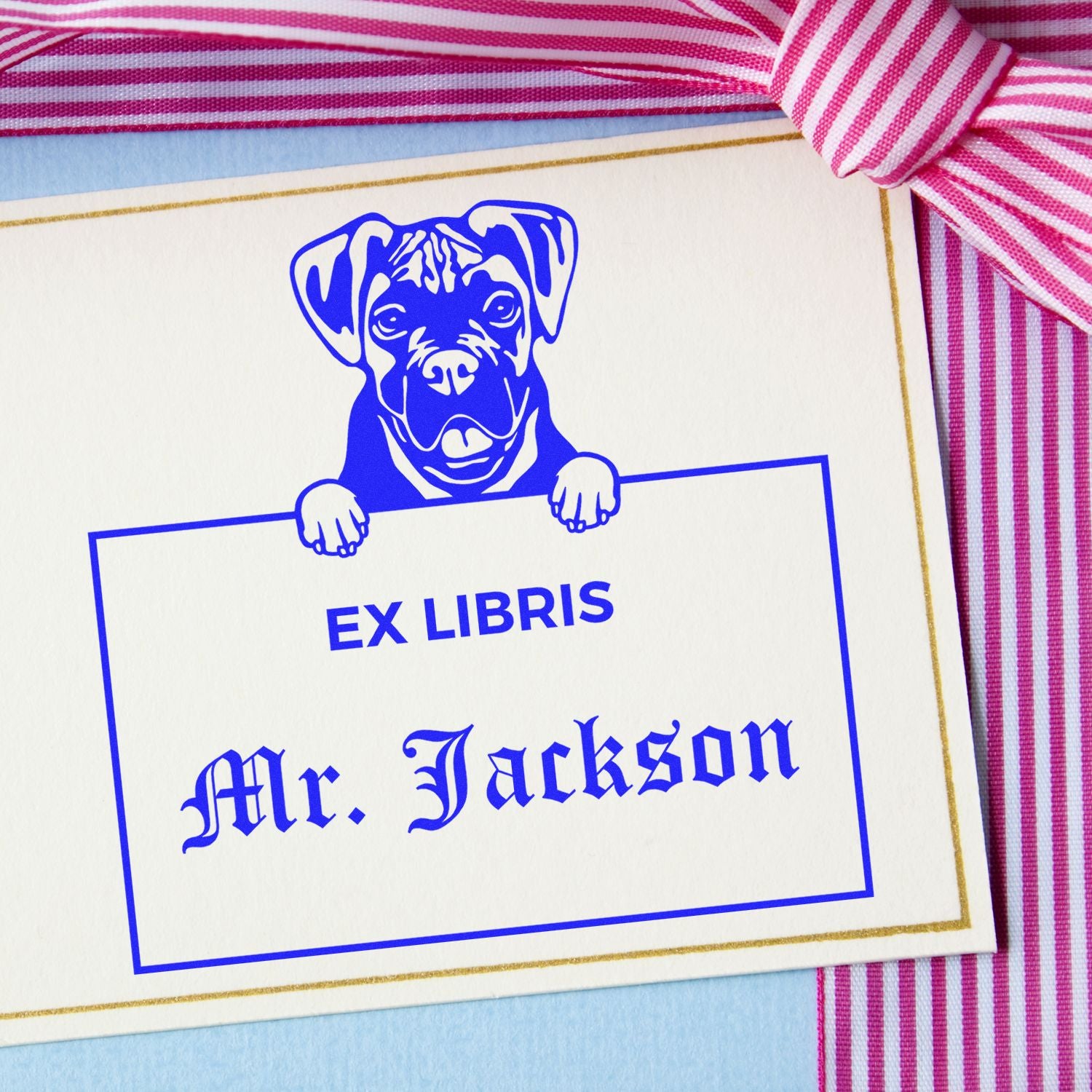 Boxer Custom Puppy Dog Book Ex Libris Stamp - Engineer Seal Stamps