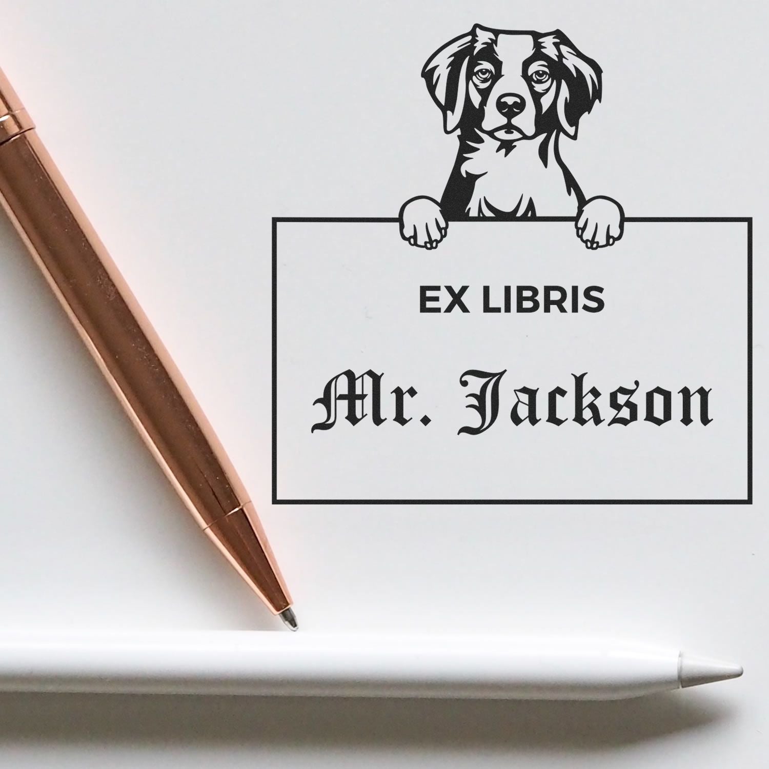 Made-to-Order Ex Libris Book Stamper with Brittany - Engineer Seal Stamps