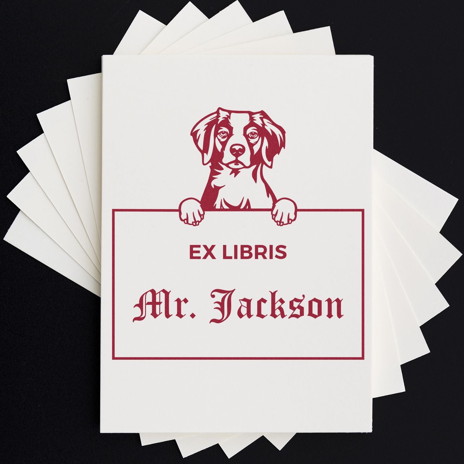 Brittany Personalized Puppy Themed Ex Libris Library Stamp