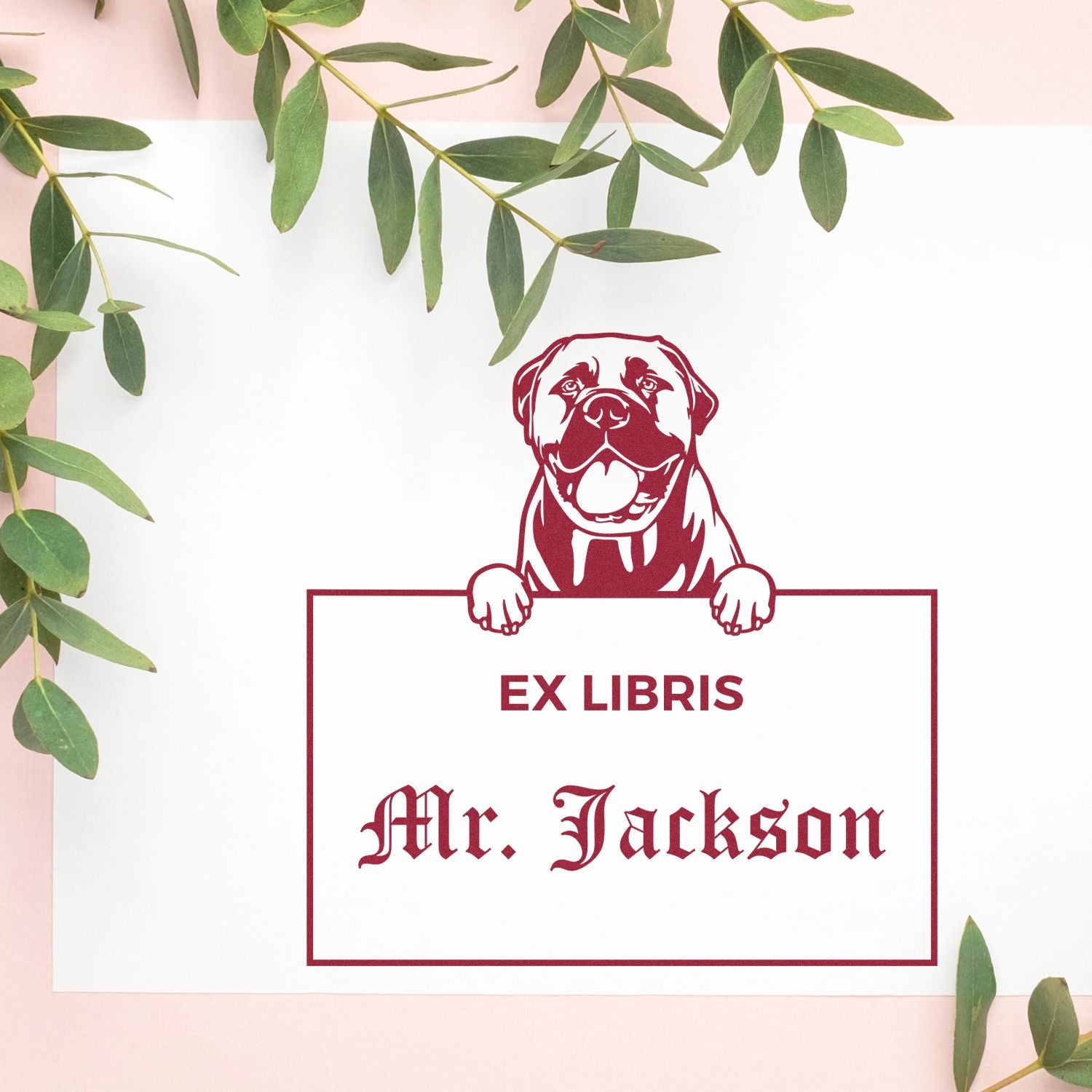 Bullmastiff Personalized Puppy Themed Ex Libris Design Stamp