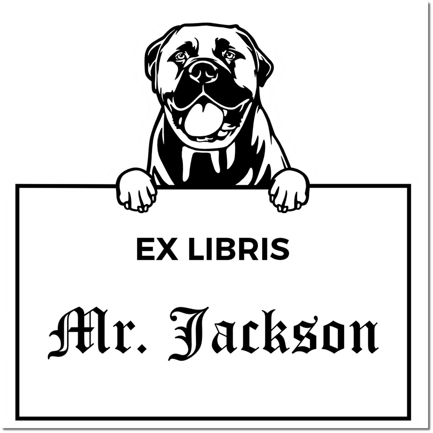 Bullmastiff Personalized Puppy Themed Ex Libris Design Stamp - Engineer Seal Stamps