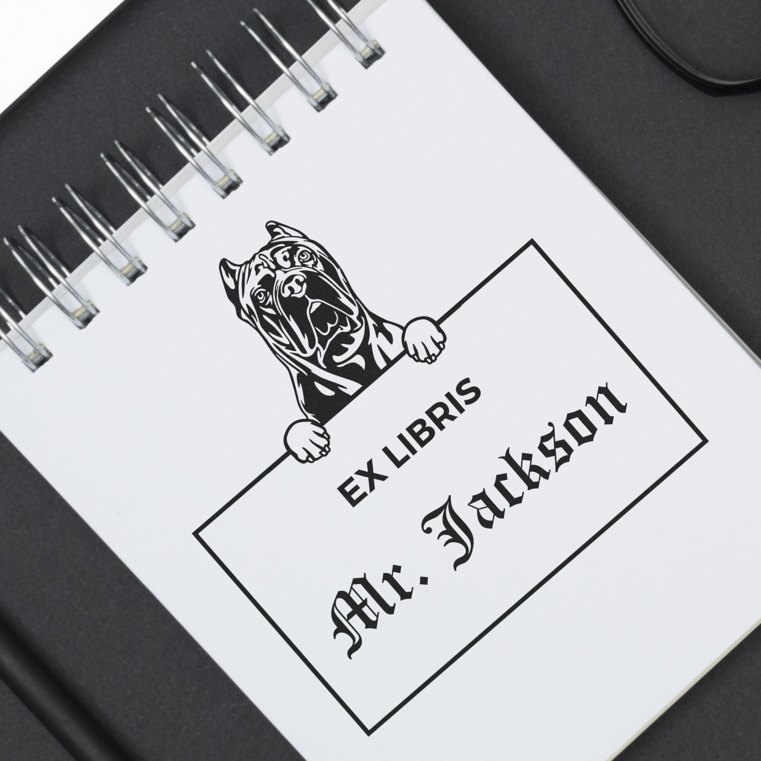 Made-to-Order Ex Libris Teacher Stamper with Cane Corso - Engineer Seal Stamps