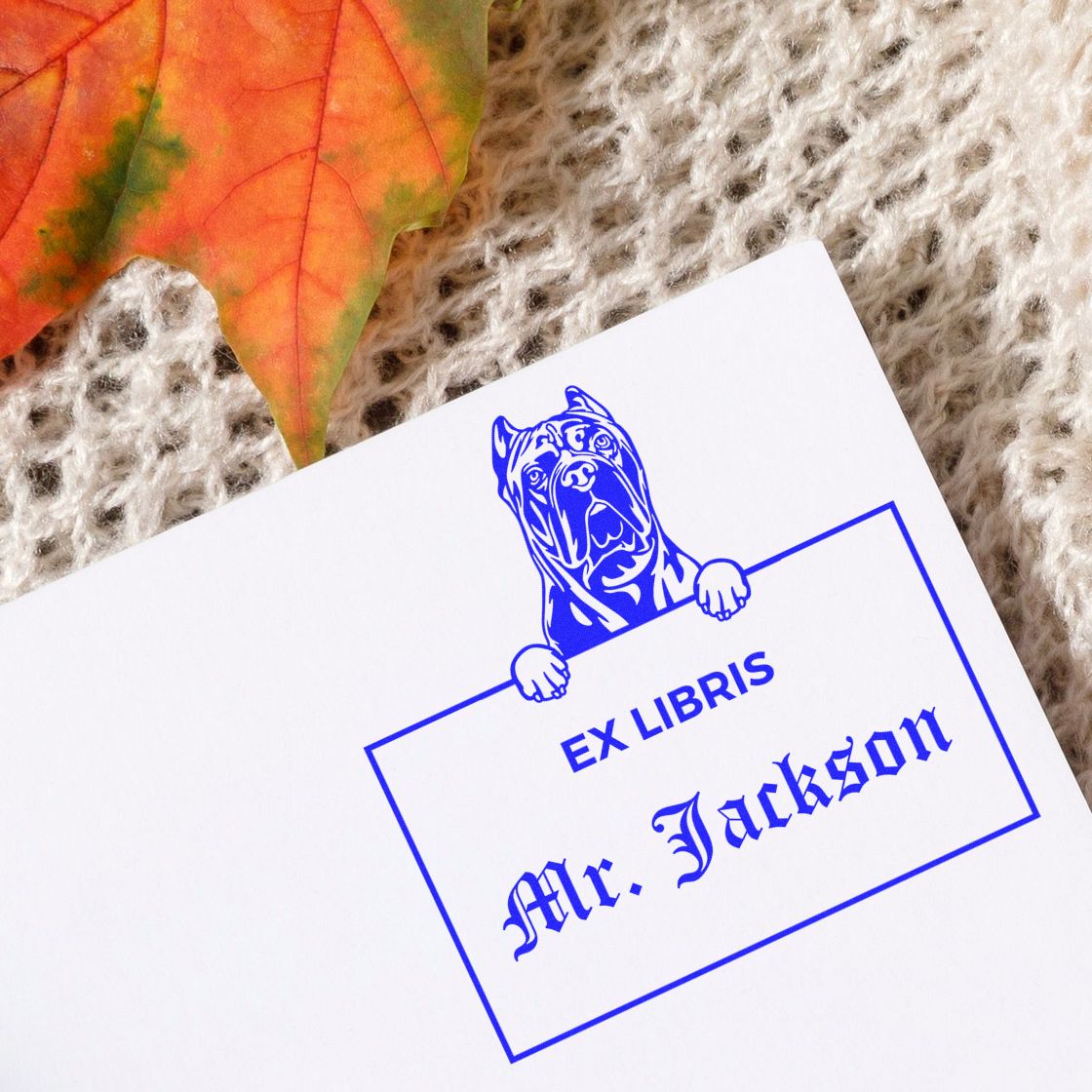 Cane Corso Personalized Puppy Themed Ex Libris Label Stamp - Engineer Seal Stamps