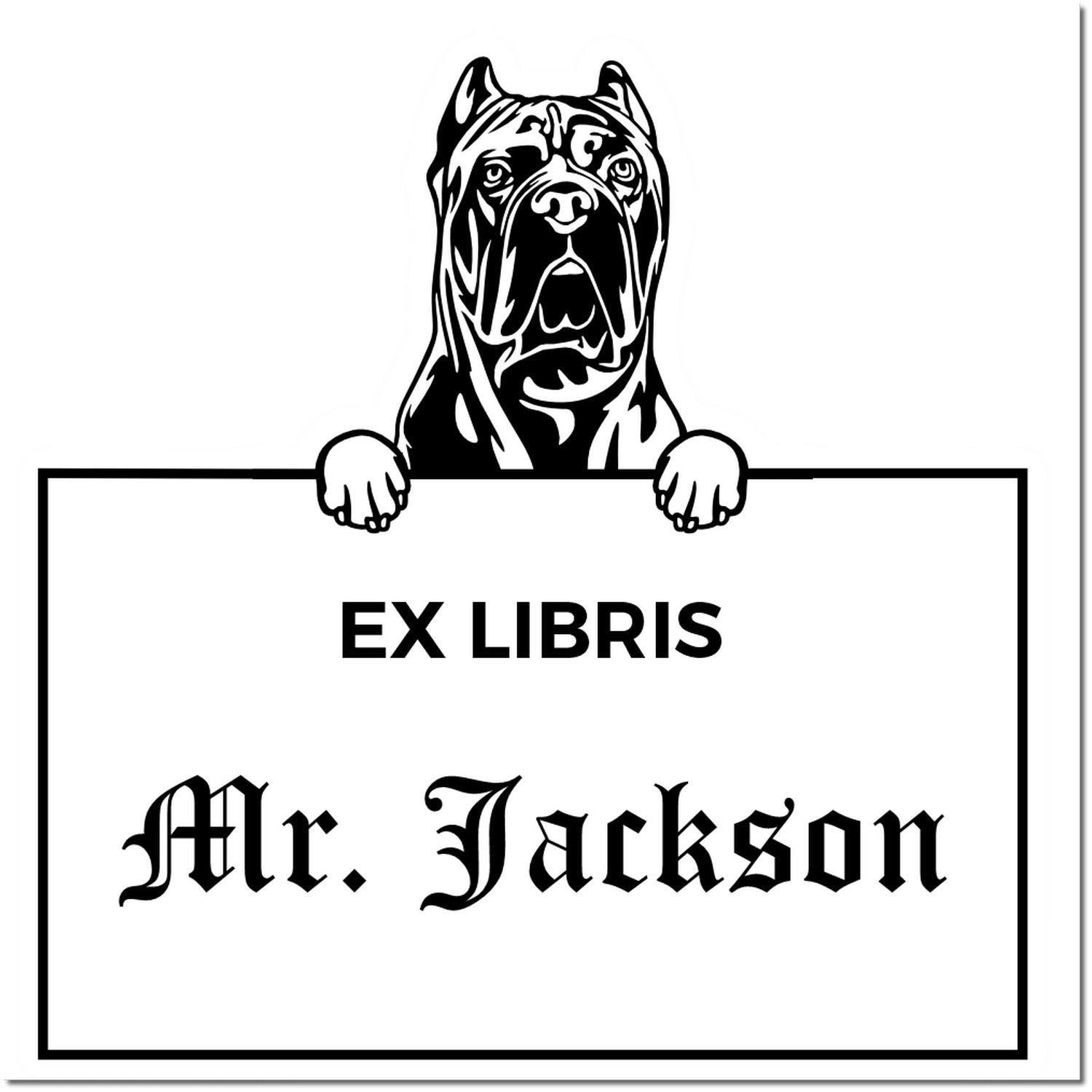 Cane Corso Custom Puppy Ex Libris Book Stamp - Engineer Seal Stamps