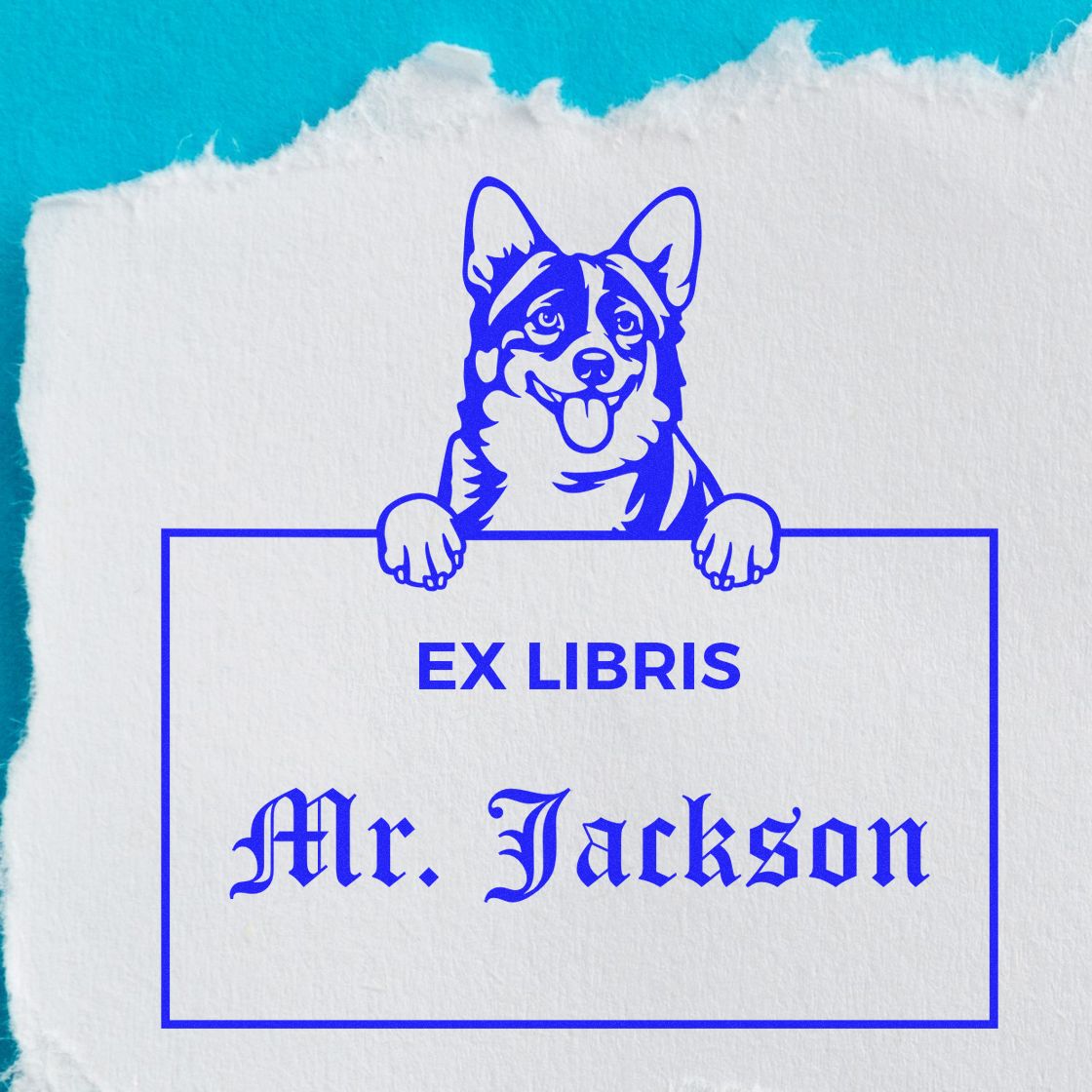 Cardigan Welsh Corgis Personalized Puppy Themed Ex Libris Book Ownership Stamp - Engineer Seal Stamps