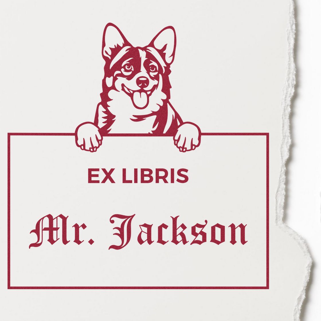 Cardigan Welsh Corgis Personalized Puppy Themed Ex Libris Book Ownership Stamp