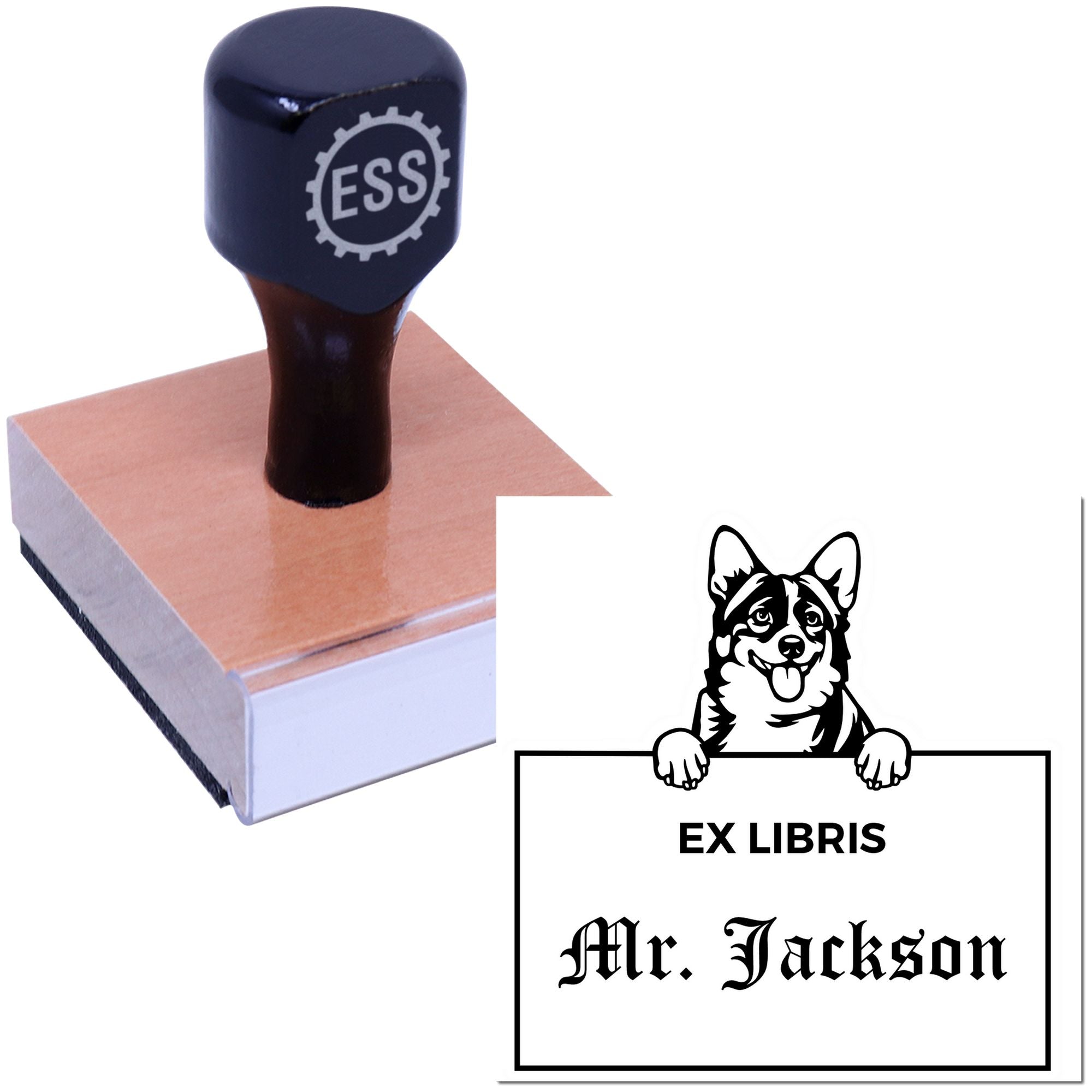 Cardigan Welsh Corgis Personalized Puppy Themed Ex Libris Book Ownership Stamp