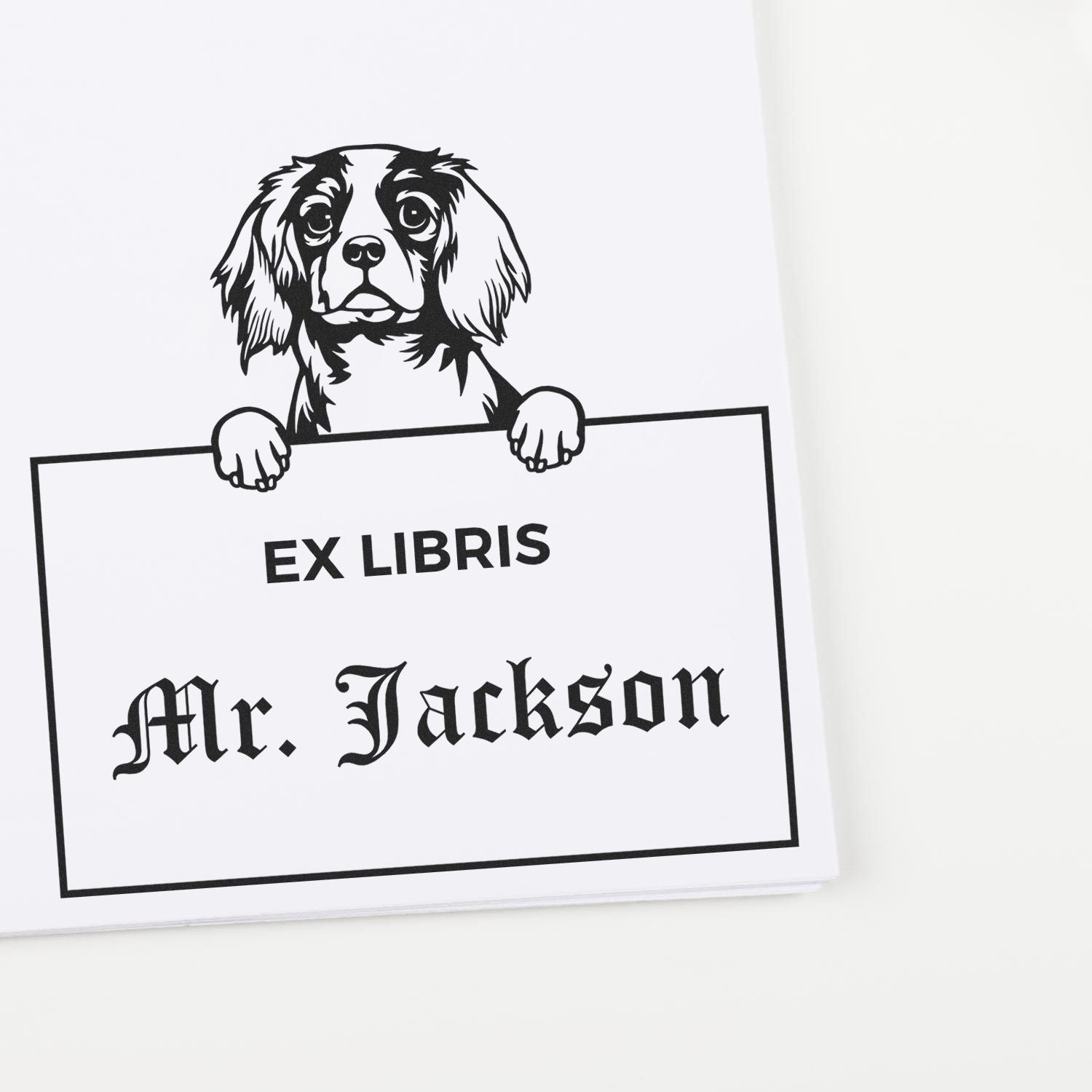 Cavalier King Charles Spaniel Personalized Puppy Themed Book Ex Libris Stamp - Engineer Seal Stamps