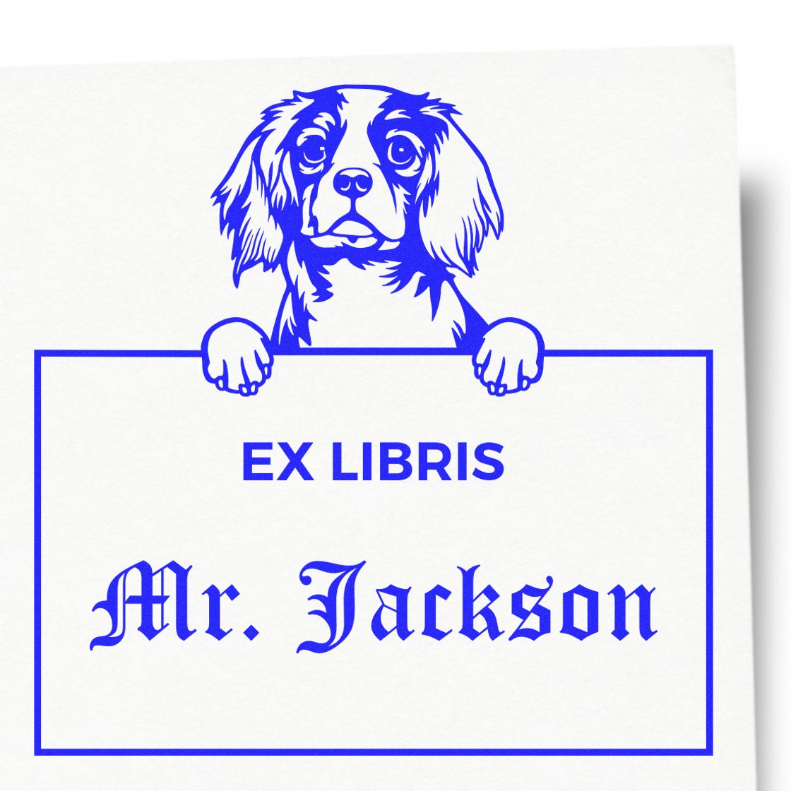 Cavalier King Charles Spaniel Personalized Puppy Themed Book Ex Libris Stamp - Engineer Seal Stamps