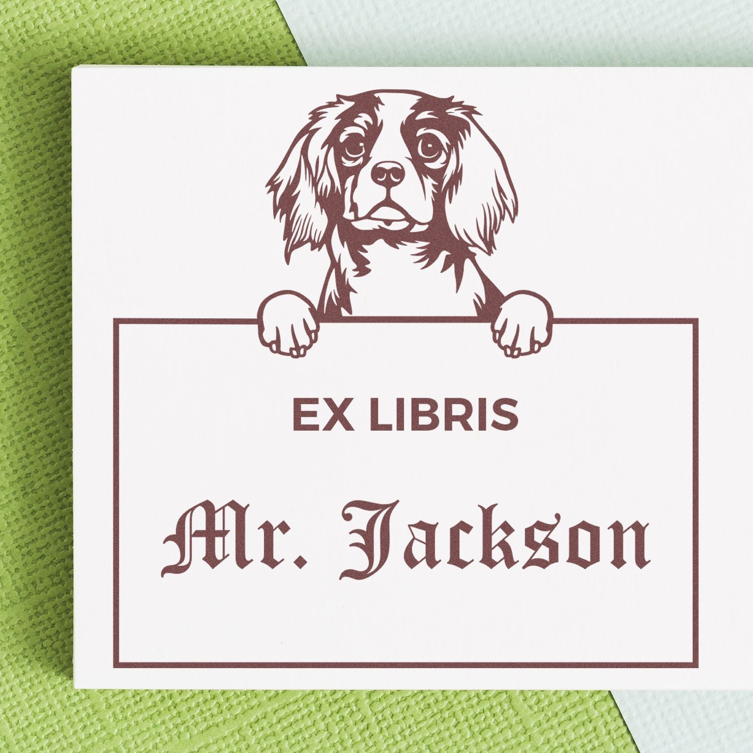 Cavalier King Charles Spaniel Personalized Puppy Themed Book Ex Libris Stamp - Engineer Seal Stamps