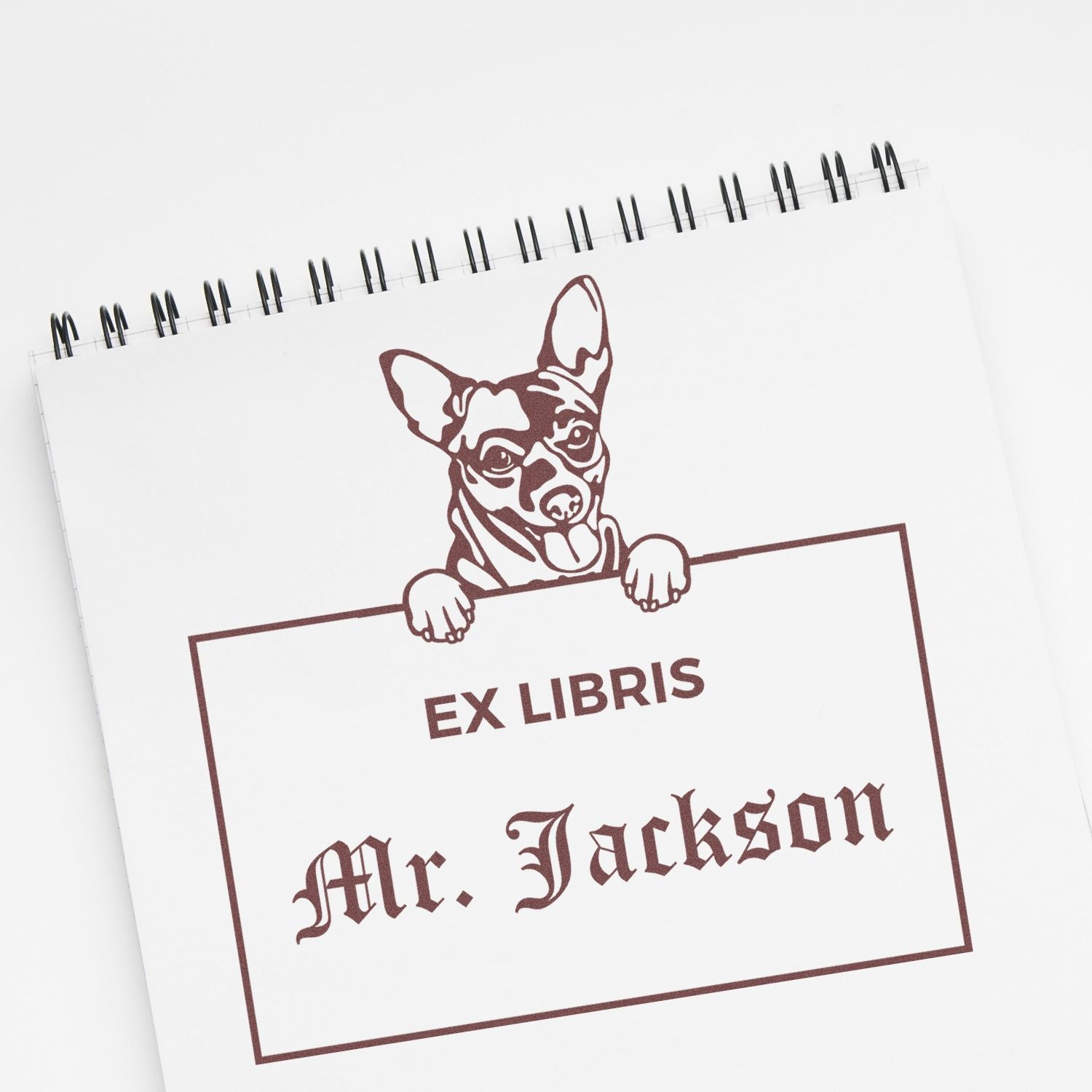 Chihuahua Personalized Dog Ex Libris Book Label Stamp - Engineer Seal Stamps