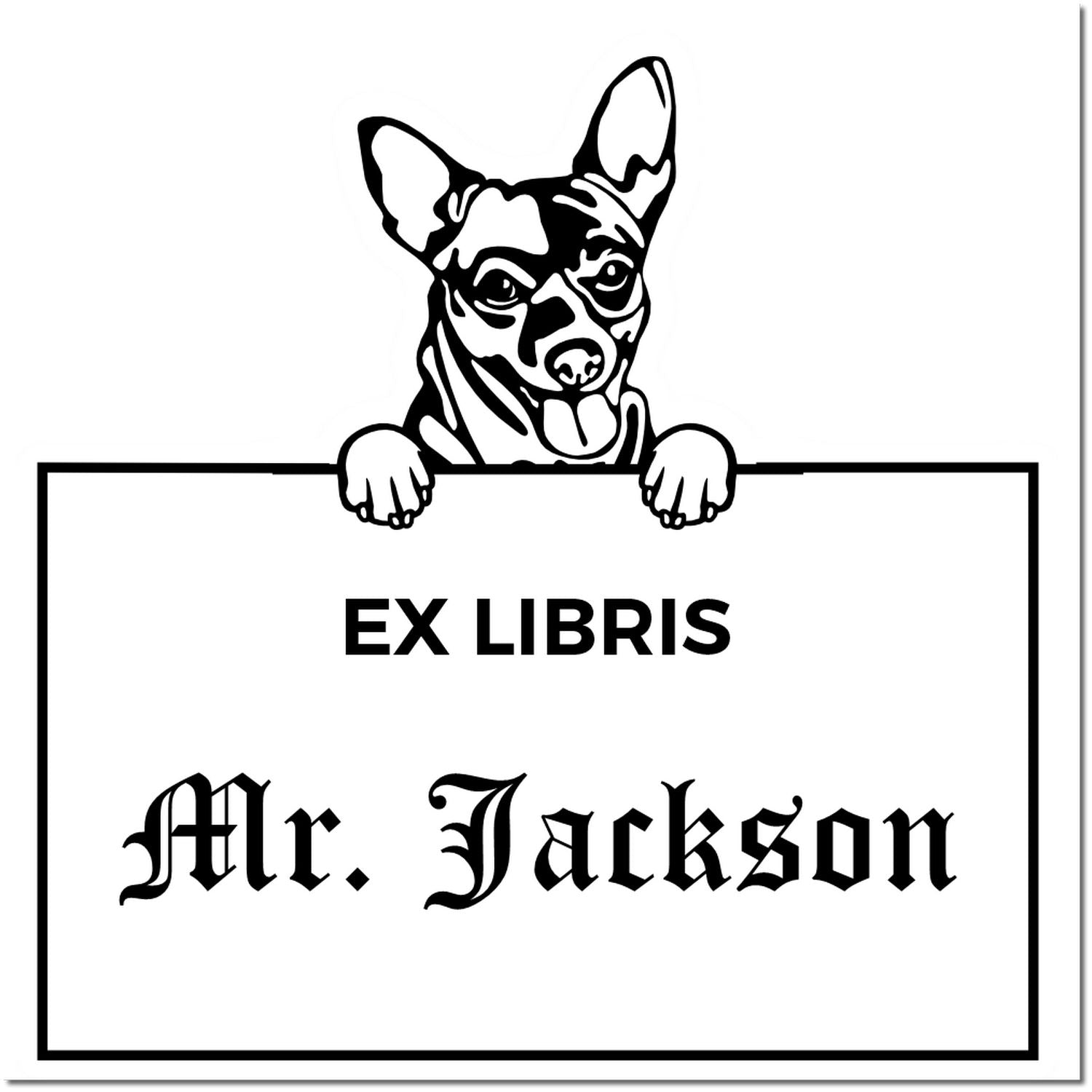 Chihuahua Personalized Dog Ex Libris Book Label Stamp - Engineer Seal Stamps