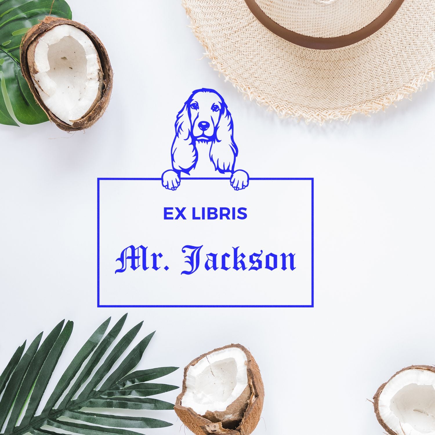 Cocker Spaniel Custom Puppy Ex Libris Label Stamp - Engineer Seal Stamps