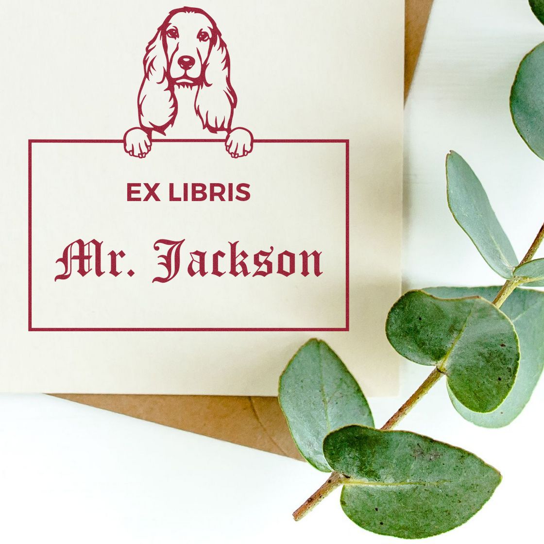 Made-to-Order Ex Libris Reading Stamper with Cocker Spaniel - Engineer Seal Stamps