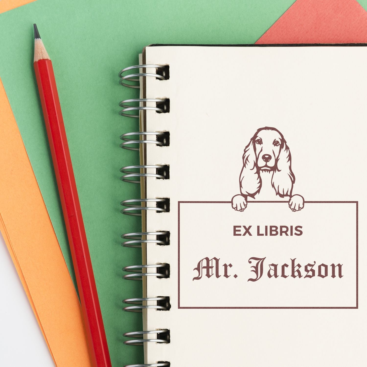 Cocker Spaniel Custom Ex Libris Library Book Stamp - Engineer Seal Stamps