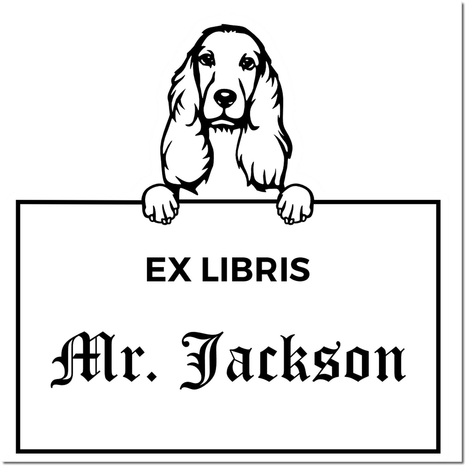 Cocker Spaniel Custom Puppy Ex Libris Label Stamp - Engineer Seal Stamps