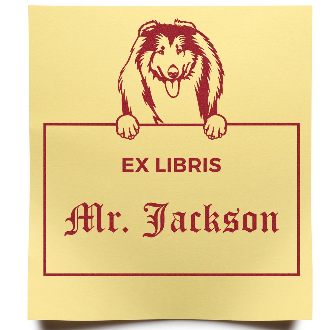 Collie Personalized Dog Ex Libris Book Stamp