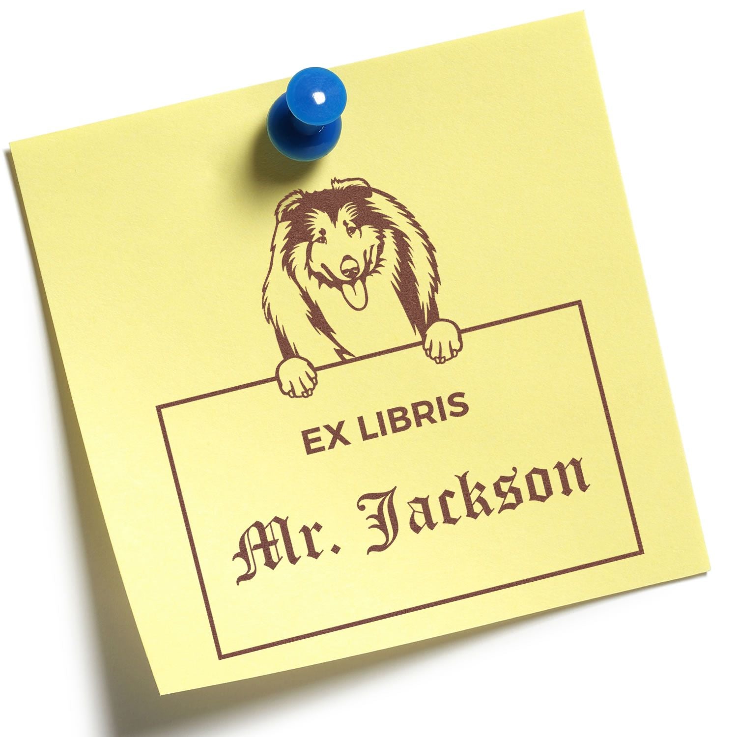 Collie Custom Puppy Ex Libris Book Ownership Stamp - Engineer Seal Stamps