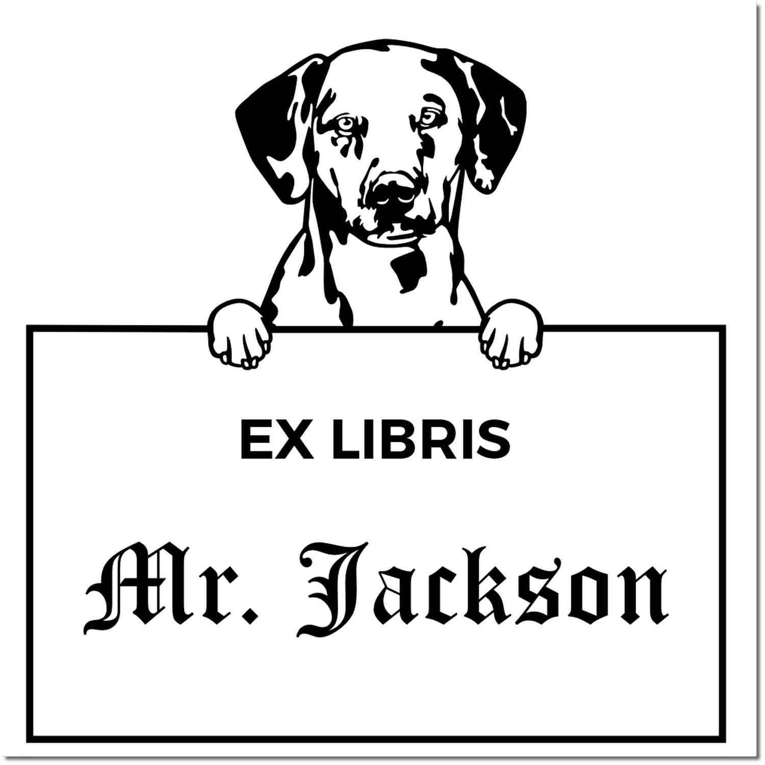 Dalmatian Personalized Dog Ex Libris Bookplate Stamp - Engineer Seal Stamps