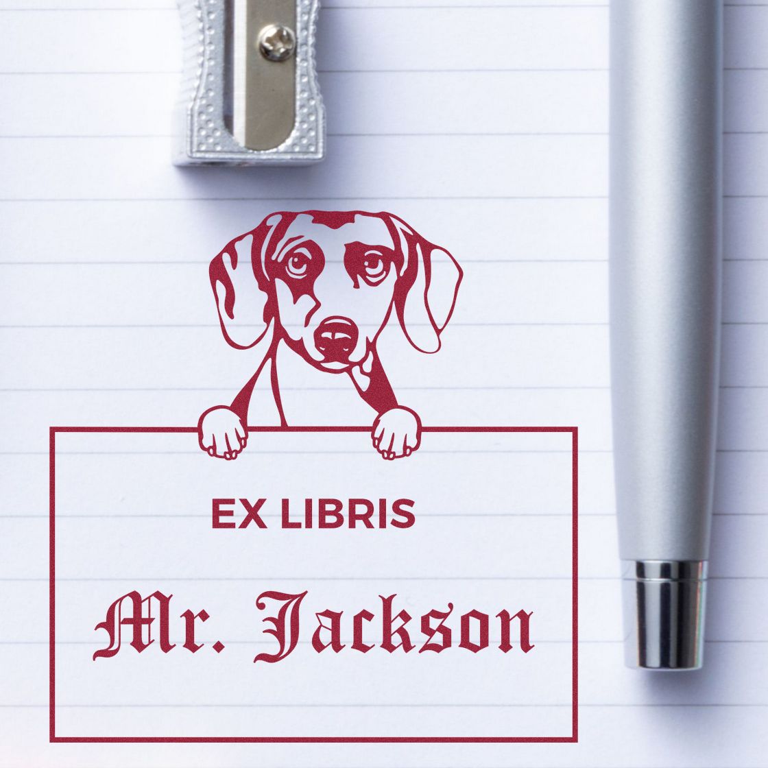Daschound Personalized Dog Ex Libris Library Stamp