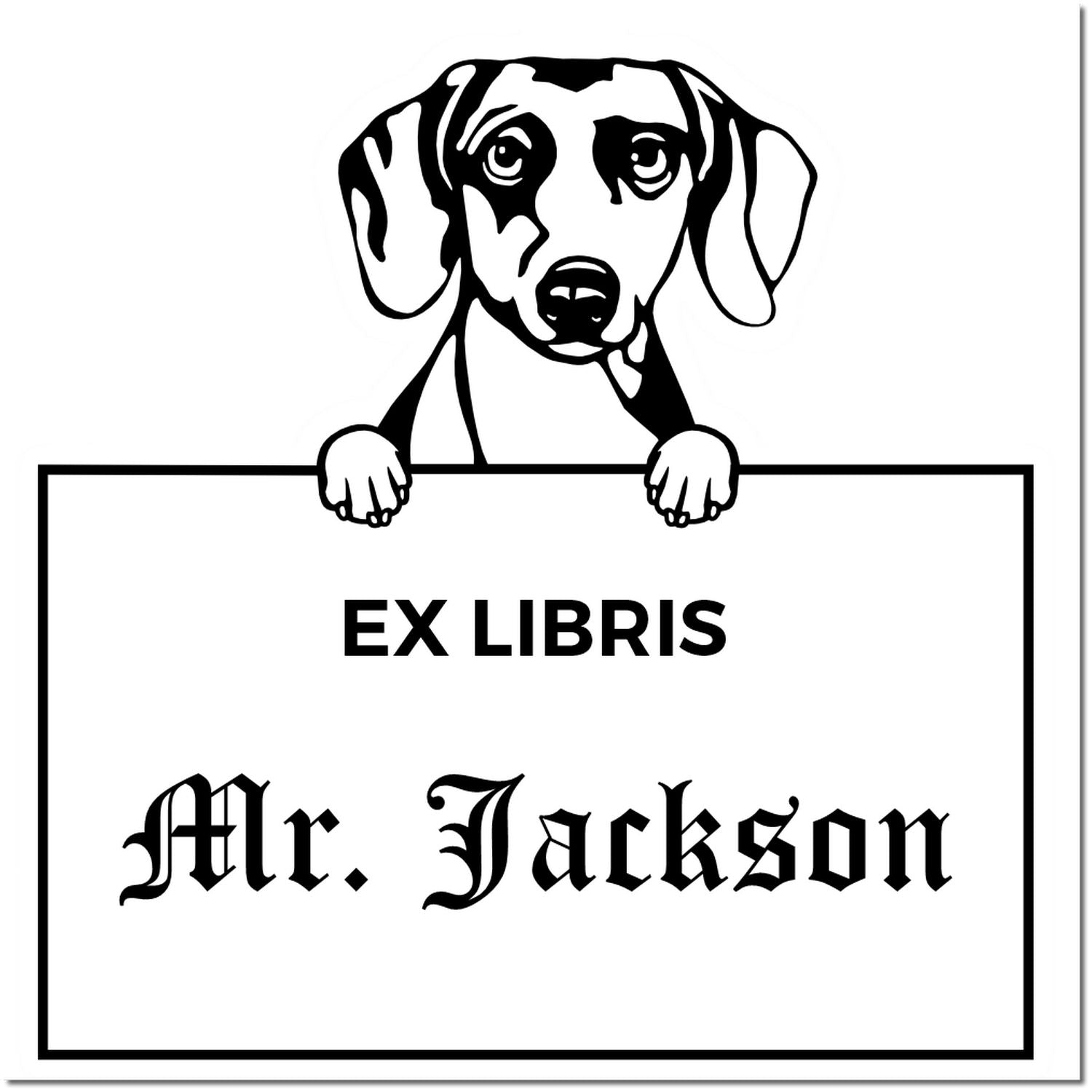 Daschound Personalized Dog Ex Libris Library Stamp - Engineer Seal Stamps