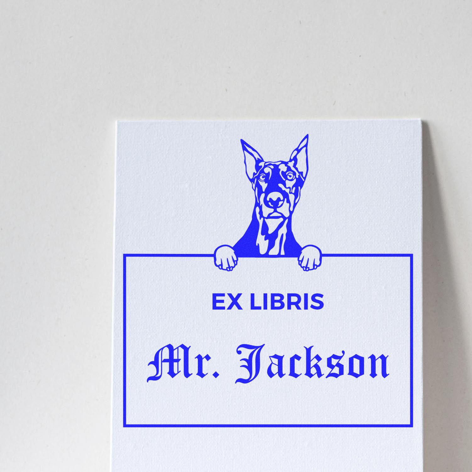Doberman Custom-Made Dog Themed Ex Libris Book Label Stamp - Engineer Seal Stamps